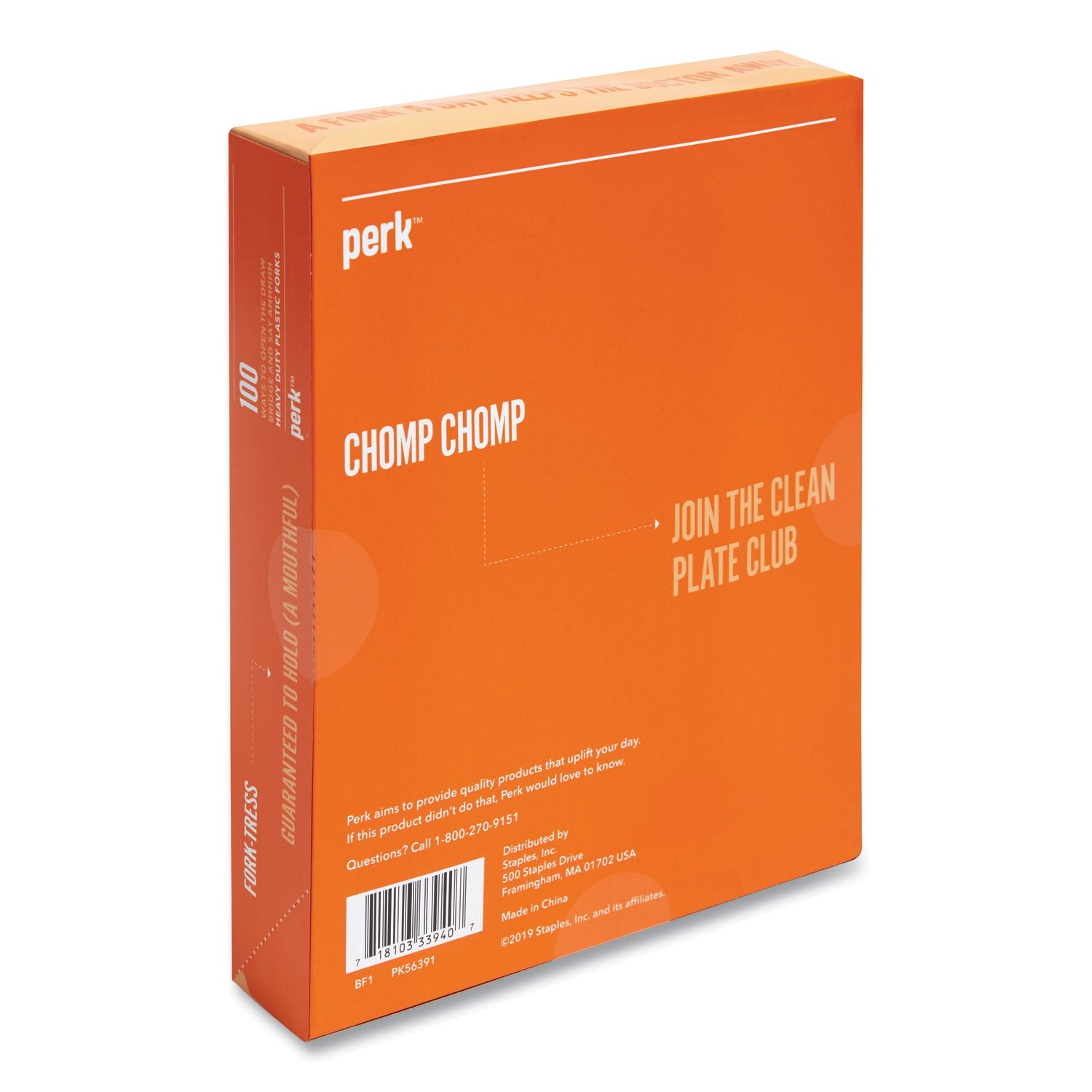 Perk™ Heavyweight Plastic Cutlery, Fork, White, 100/pack