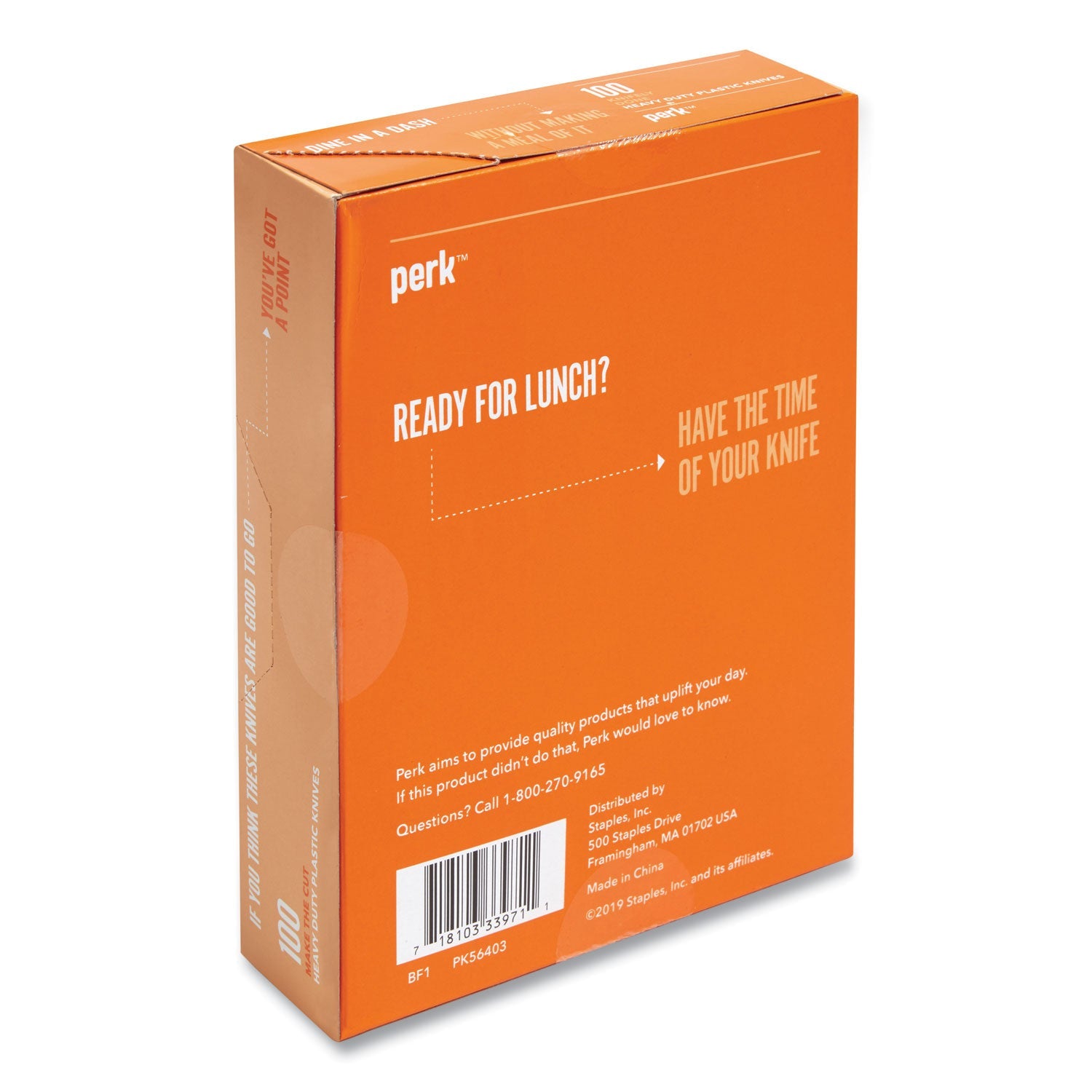 Perk™ Heavyweight Plastic Cutlery, Knife, White, 100/Pack