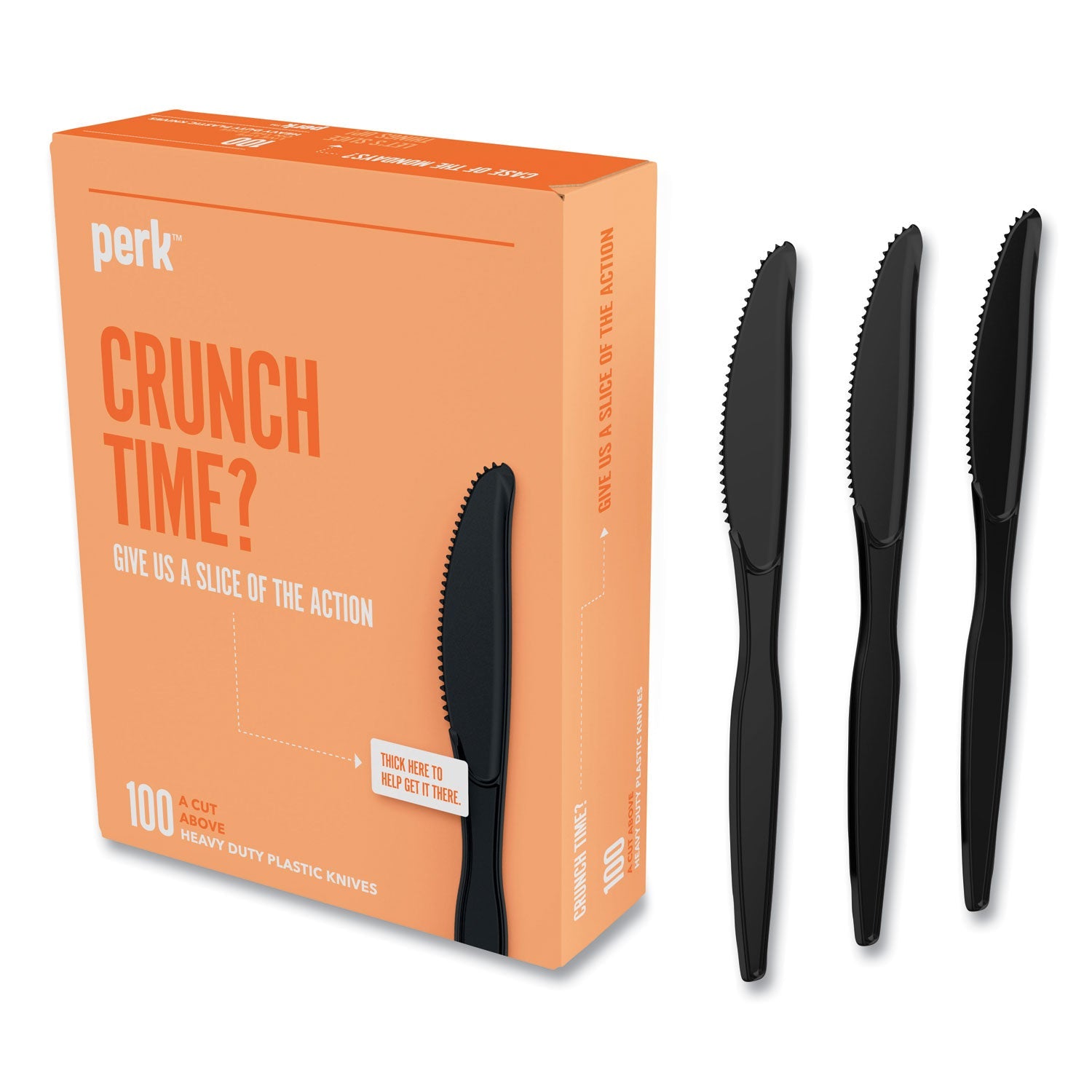 Perk™ Heavyweight Plastic Cutlery, Knife, Black, 100/Pack