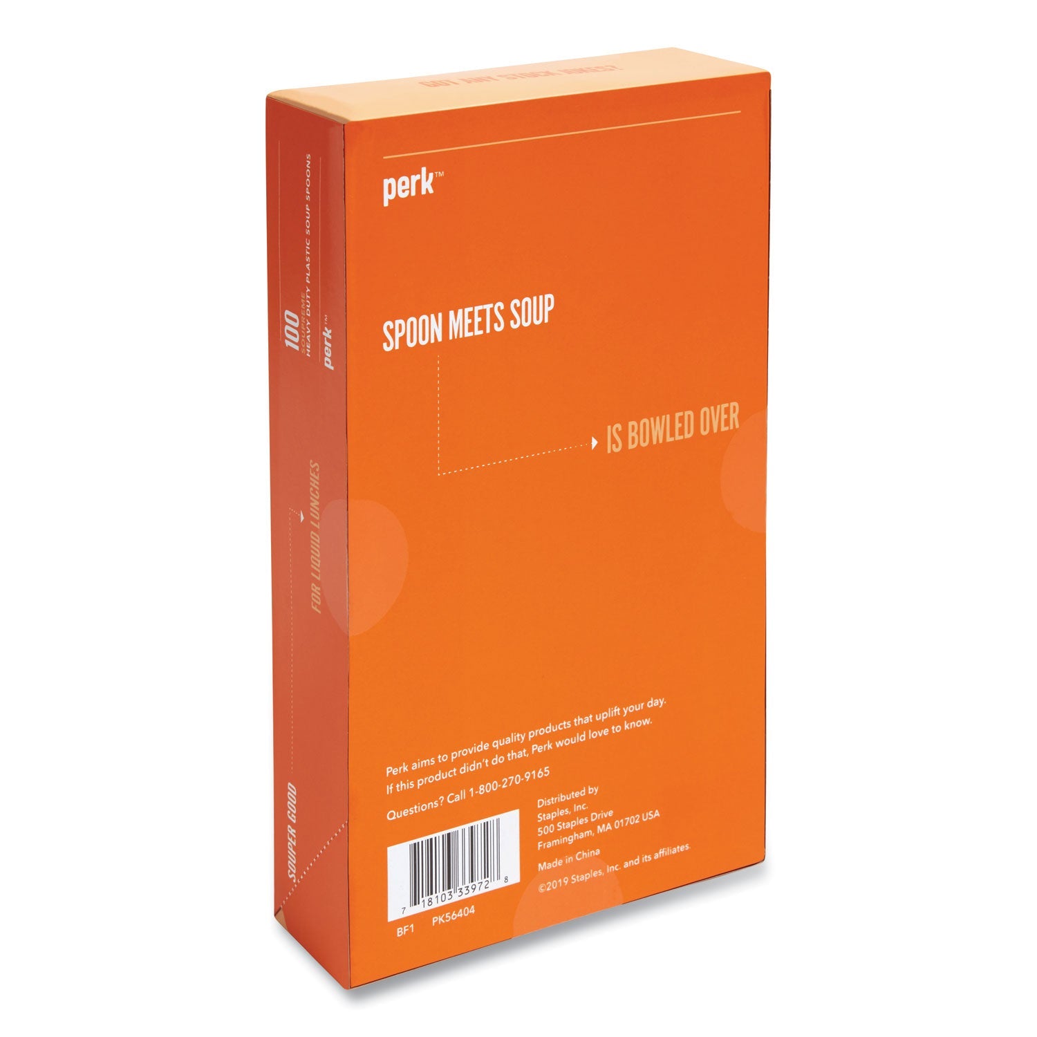 Perk™ Heavyweight Plastic Cutlery, Soup Spoon, White, 100/pack