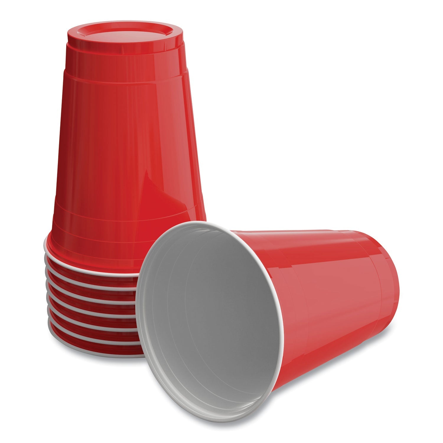 Perk™ Plastic Cold Cups, 16 Oz, Red, 50/pack