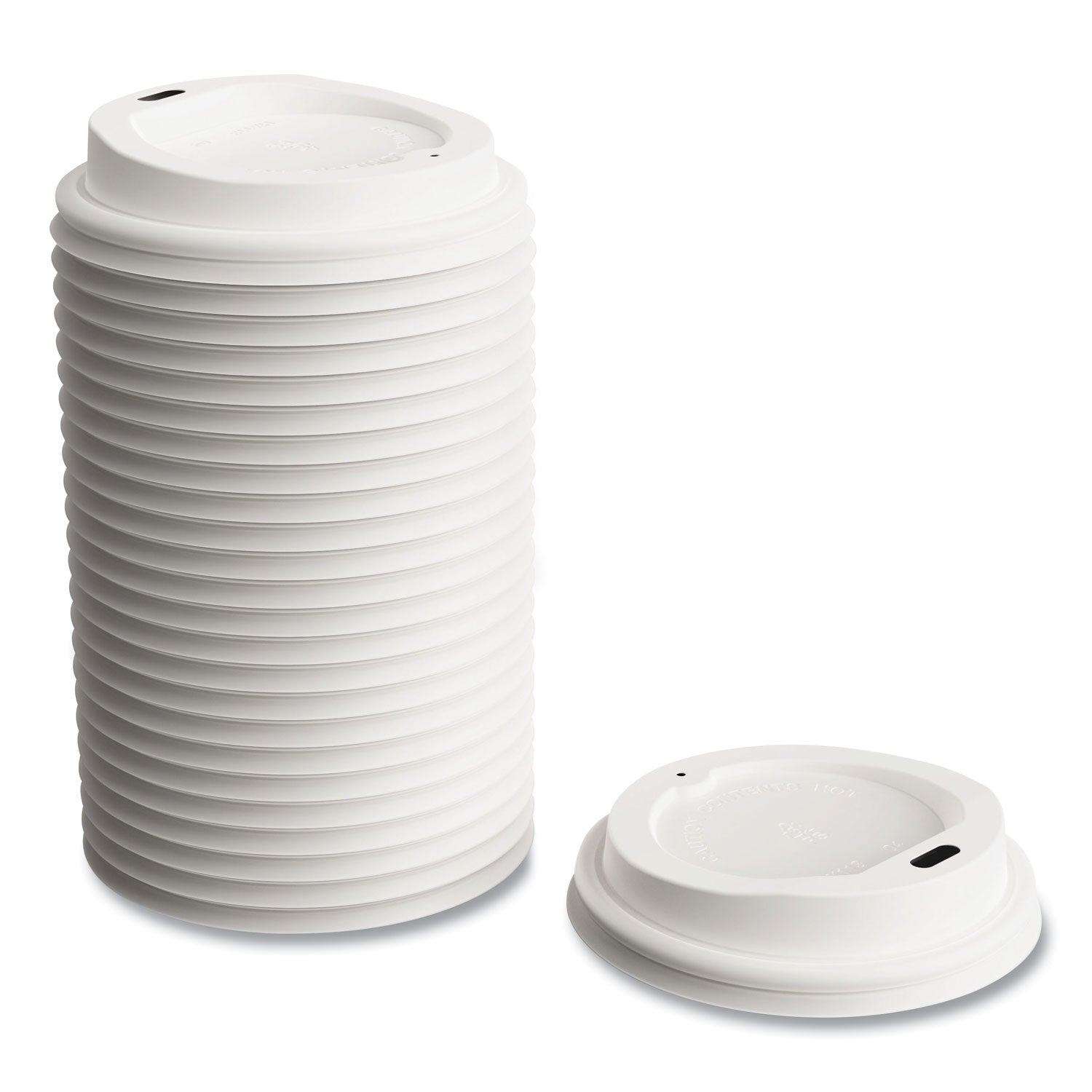 Perk™ Plastic Hot Cup Lids, Fits 8 oz Hot Cups, White, 50/Pack