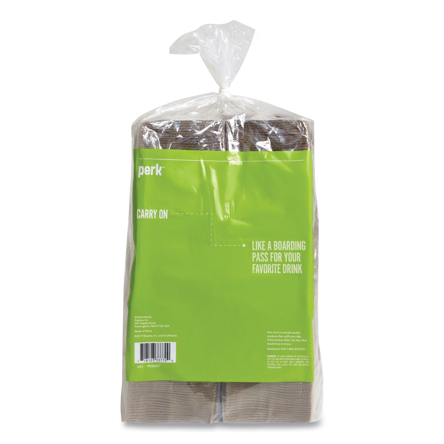 Perk™ Paper Hot Cup Sleeves, Fits 10, 12, 16 Oz Cups, Brown, 500/pack