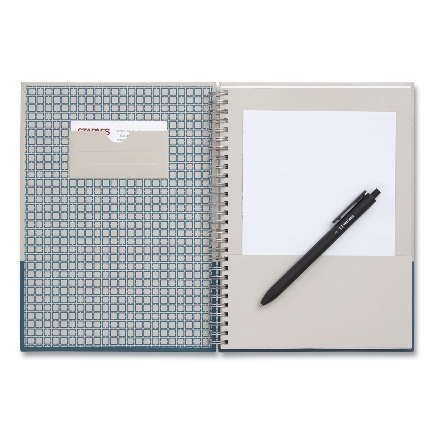 TRU RED™ Wirebound Hardcover Notebook, 1-Subject, Narrow Rule, Gray/Teal Cover, (80) 9.5 x 6.5 Sheets