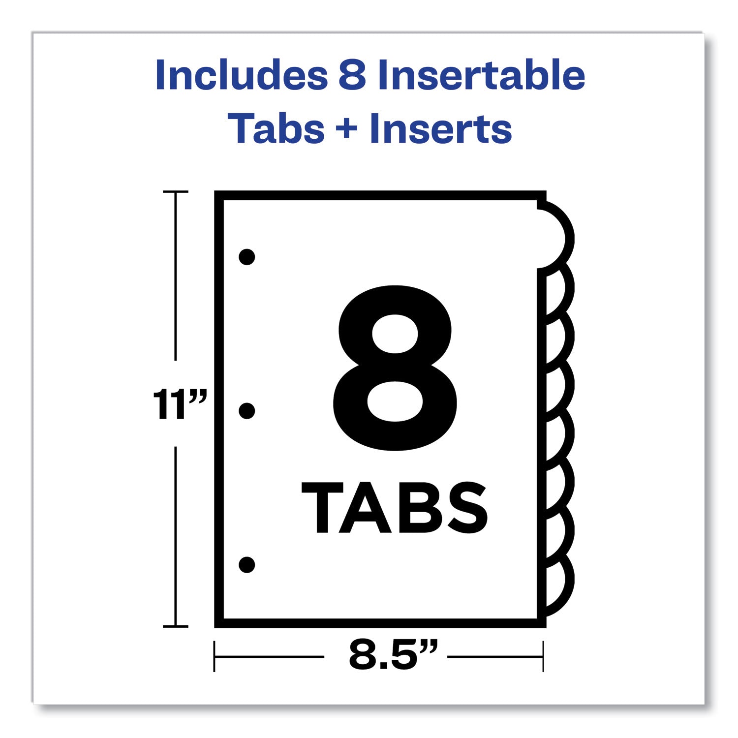 Avery® Insertable Style Edge Tab Plastic Dividers, 8-Tab, 11 X 8.5, Translucent, 1 Set