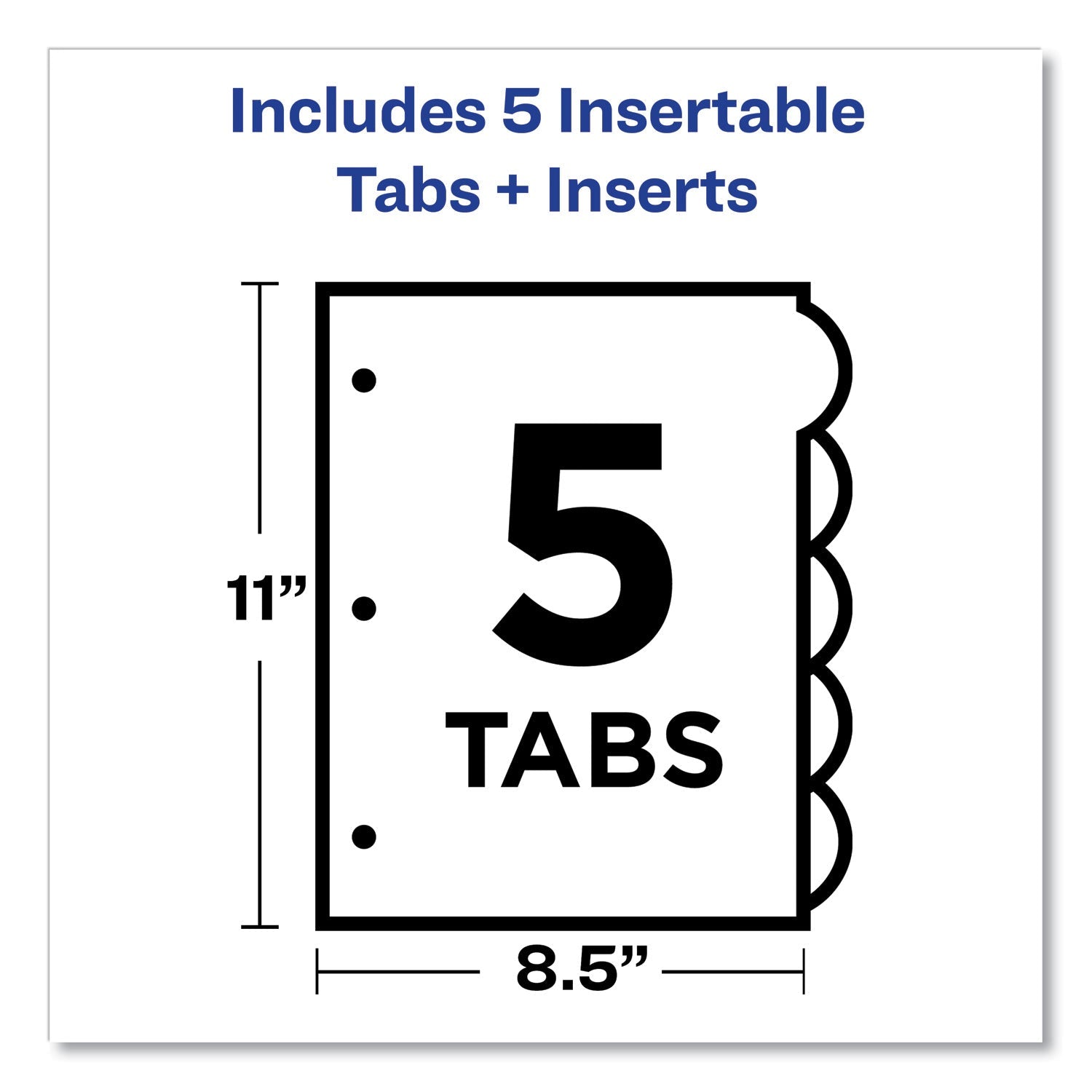 Avery® Insertable Style Edge Tab Plastic Dividers, 5-Tab, 11 X 8.5, Translucent, 1 Set