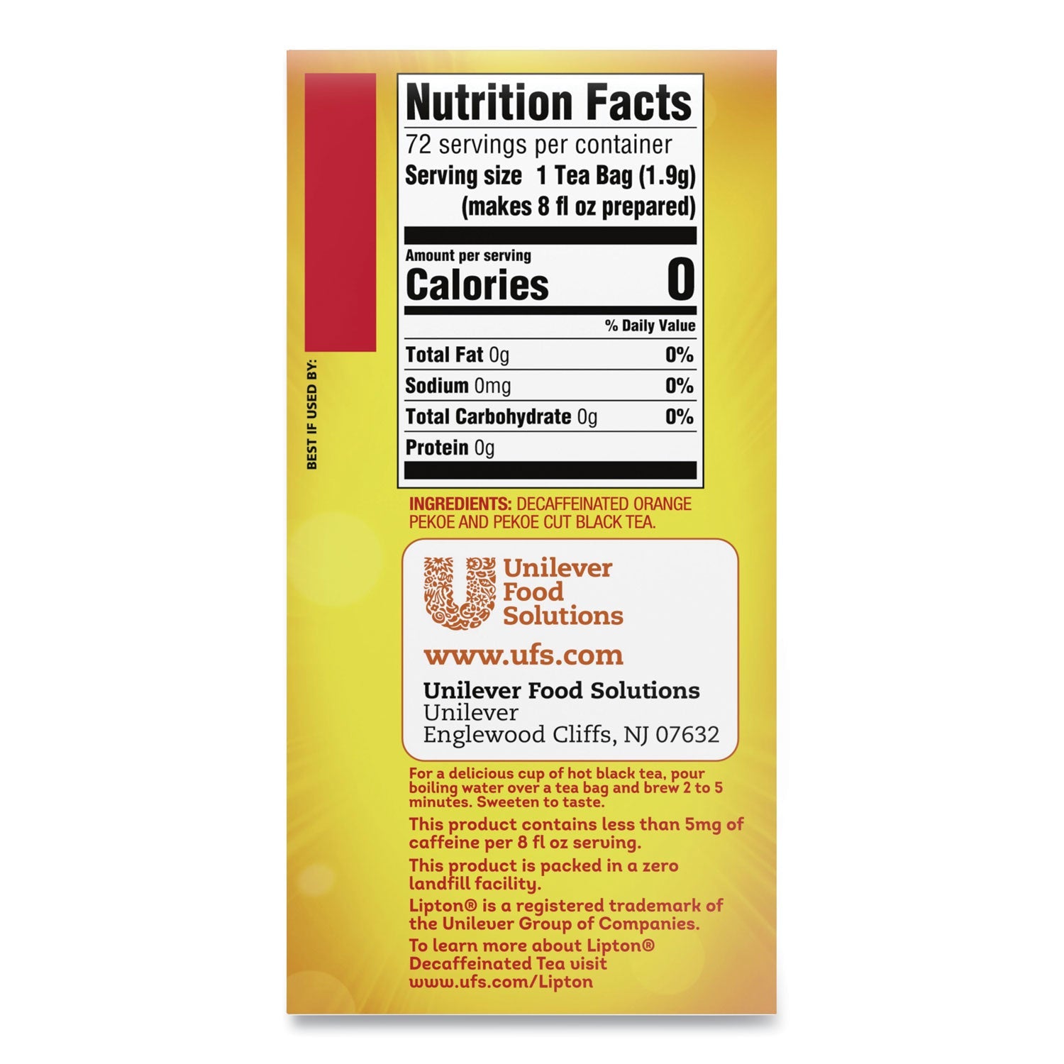 Lipton® Tea Bags, Decaffeinated, 72/box