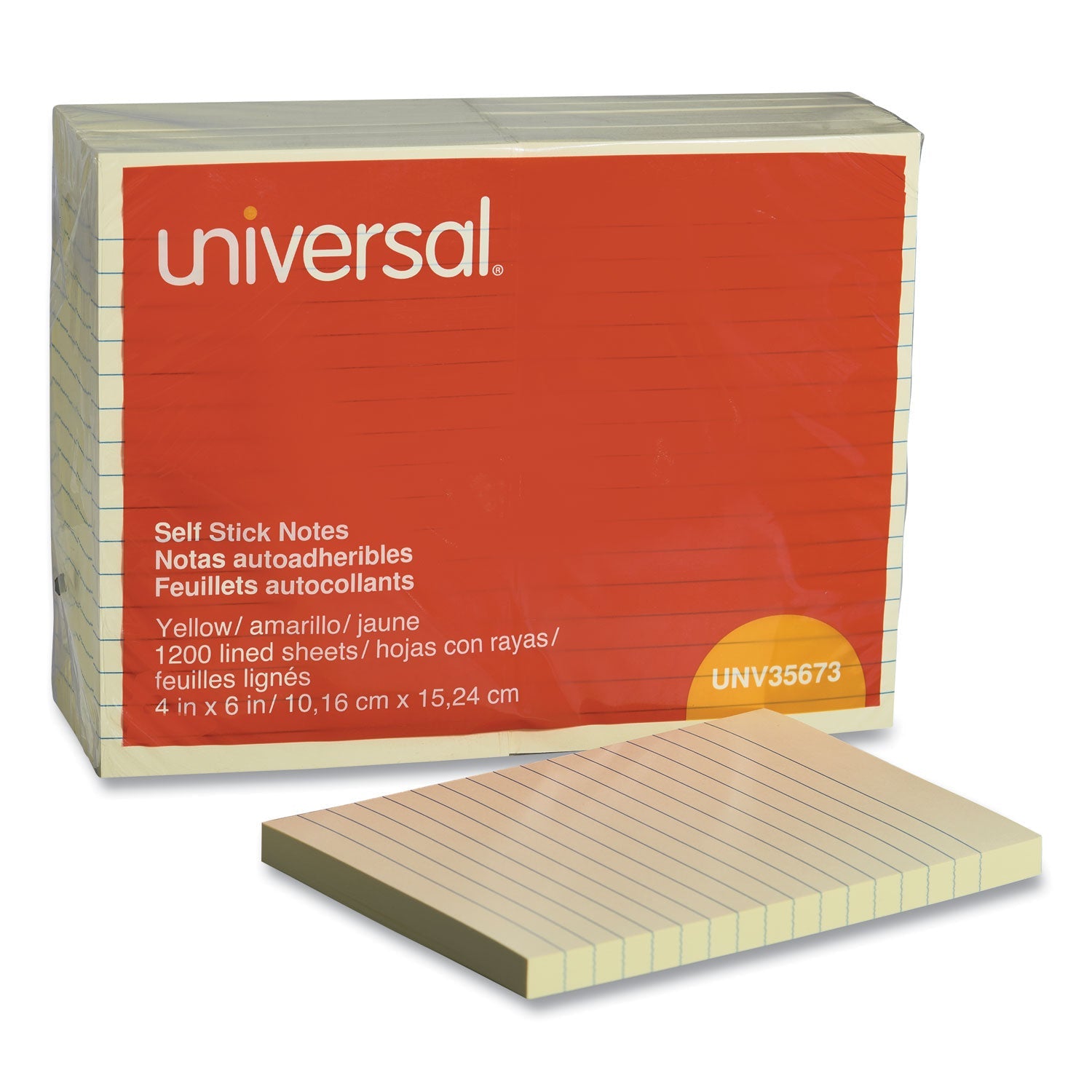 Universal Self-Stick Note Pads | 4x6 Ruled Yellow