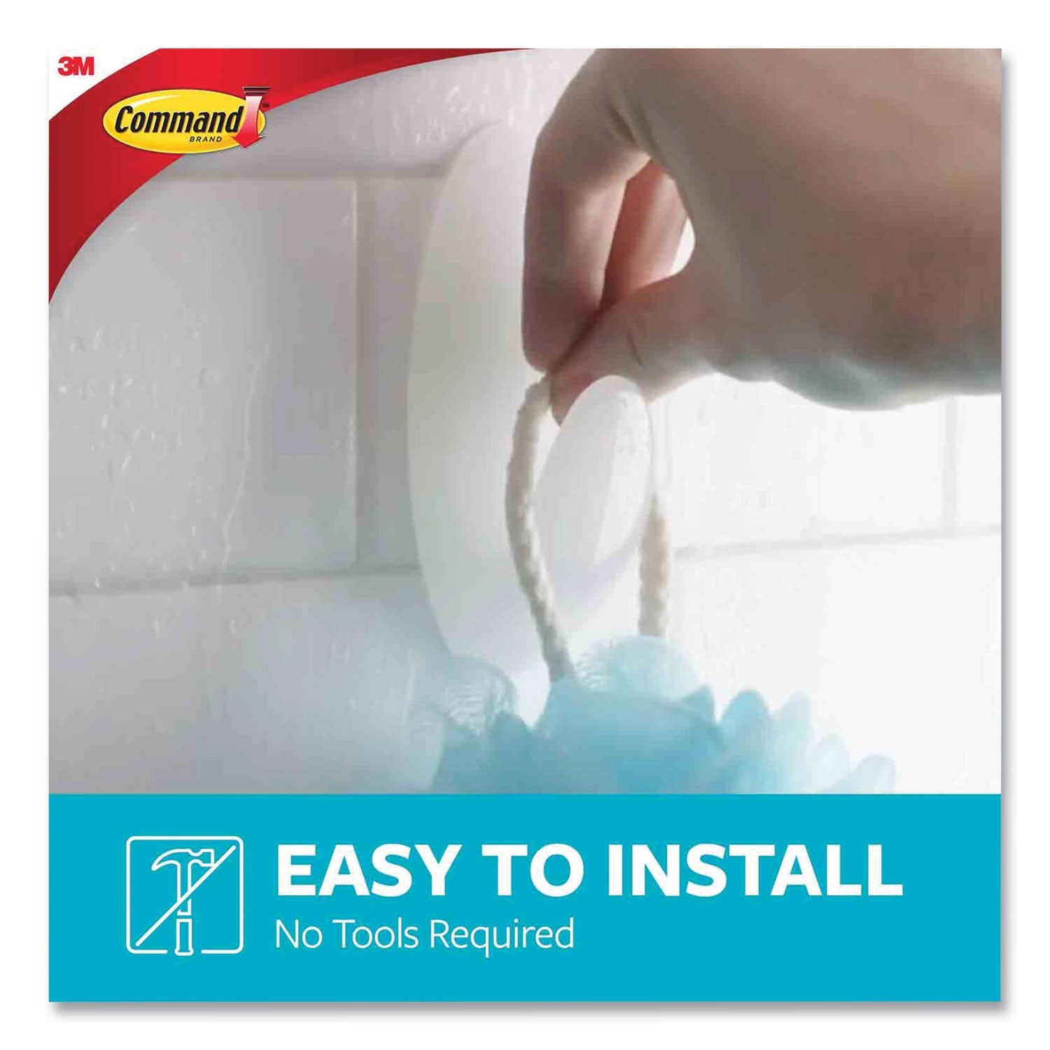 Command™ Medium Bath Hooks Value Pack, Plastic, White, 3 Lb Capacity, 6 Hooks And 6 Strips