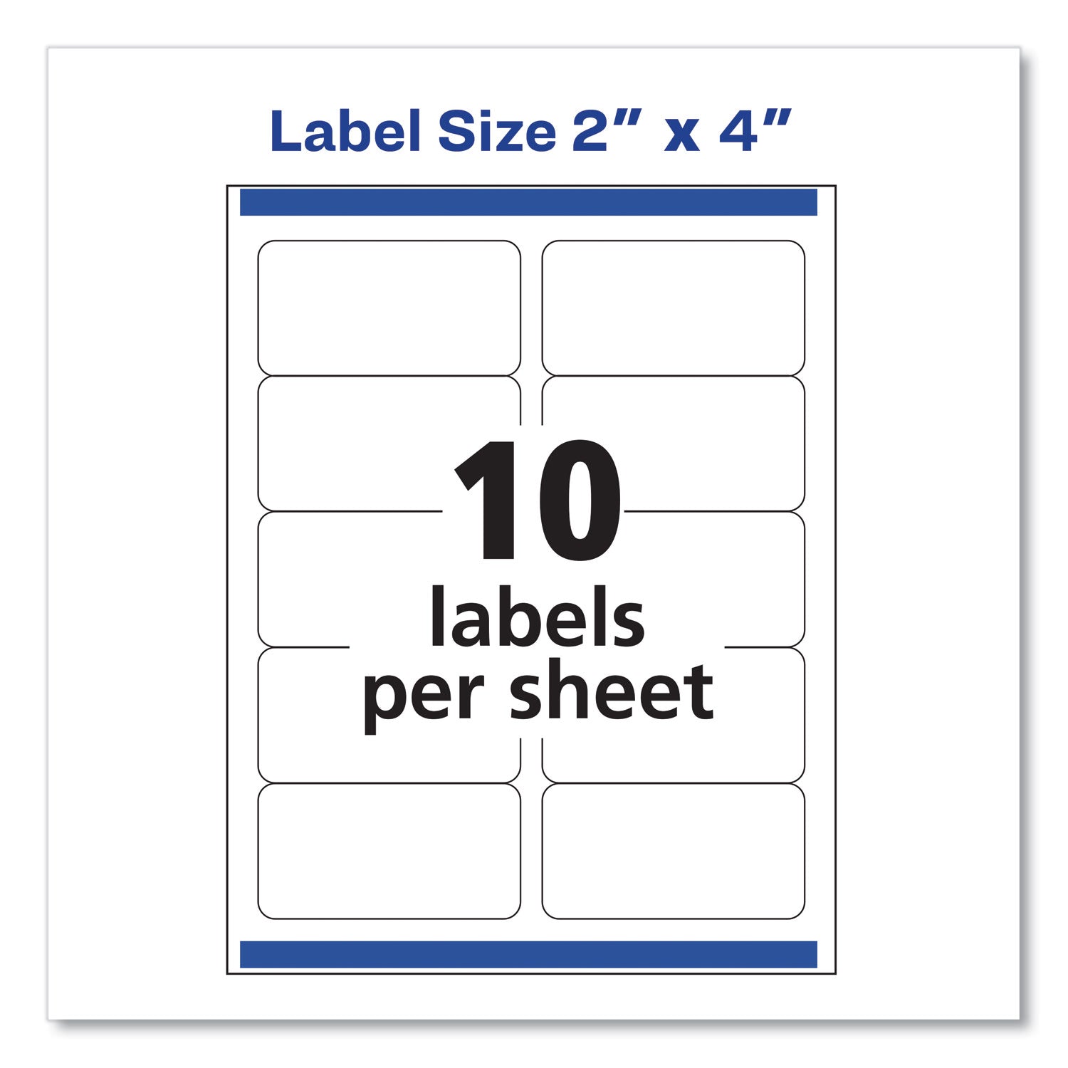 Avery® Shipping Labels W/ Trueblock Technology, Laser Printers, 2 X 4, White, 10/sheet, 25 Sheets/pack