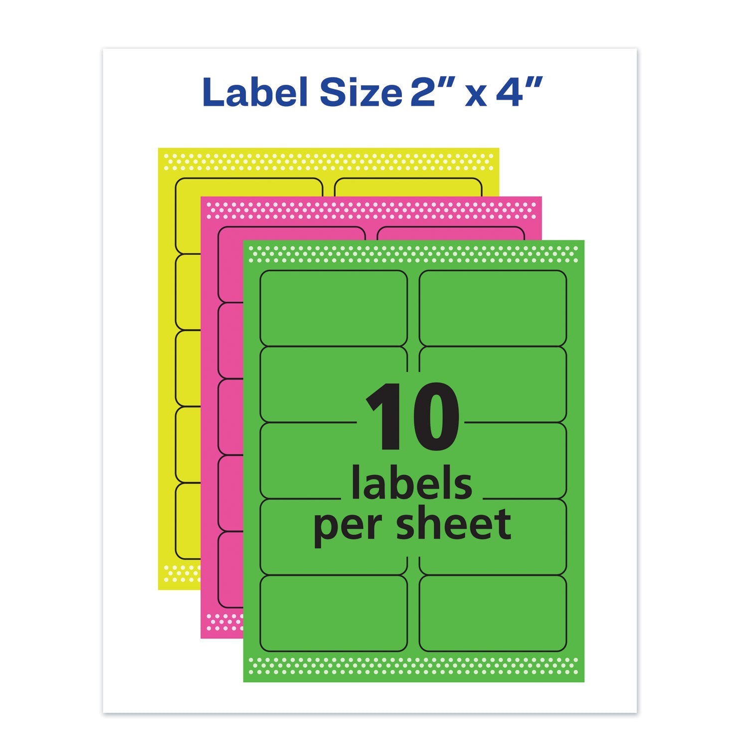 Avery® High-Visibility Permanent Laser Id Labels, 2 X 4, Asst. Neon, 150/pack