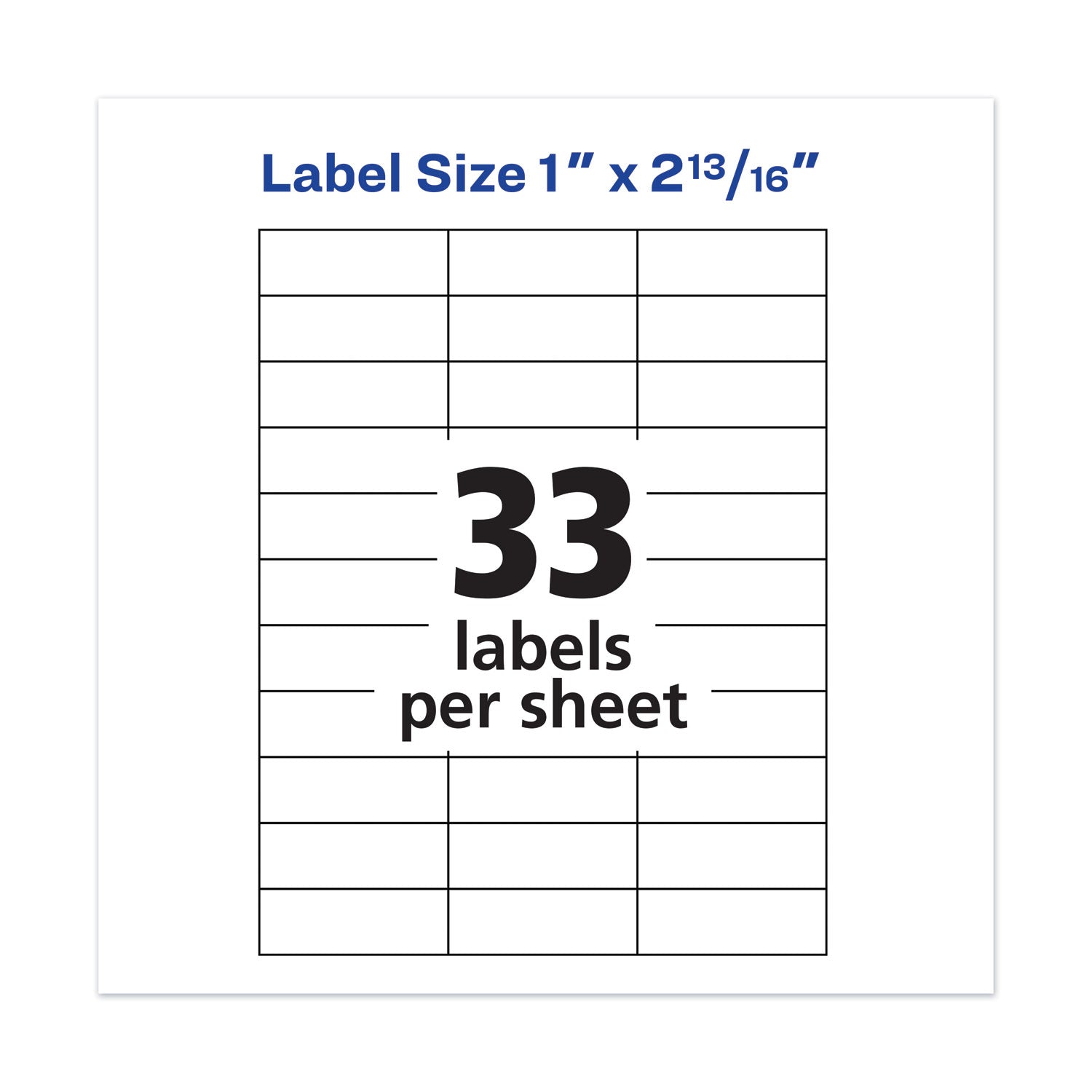 Avery® Copier Mailing Labels, Copiers, 1 X 2.81, White, 33/sheet, 100 Sheets/box