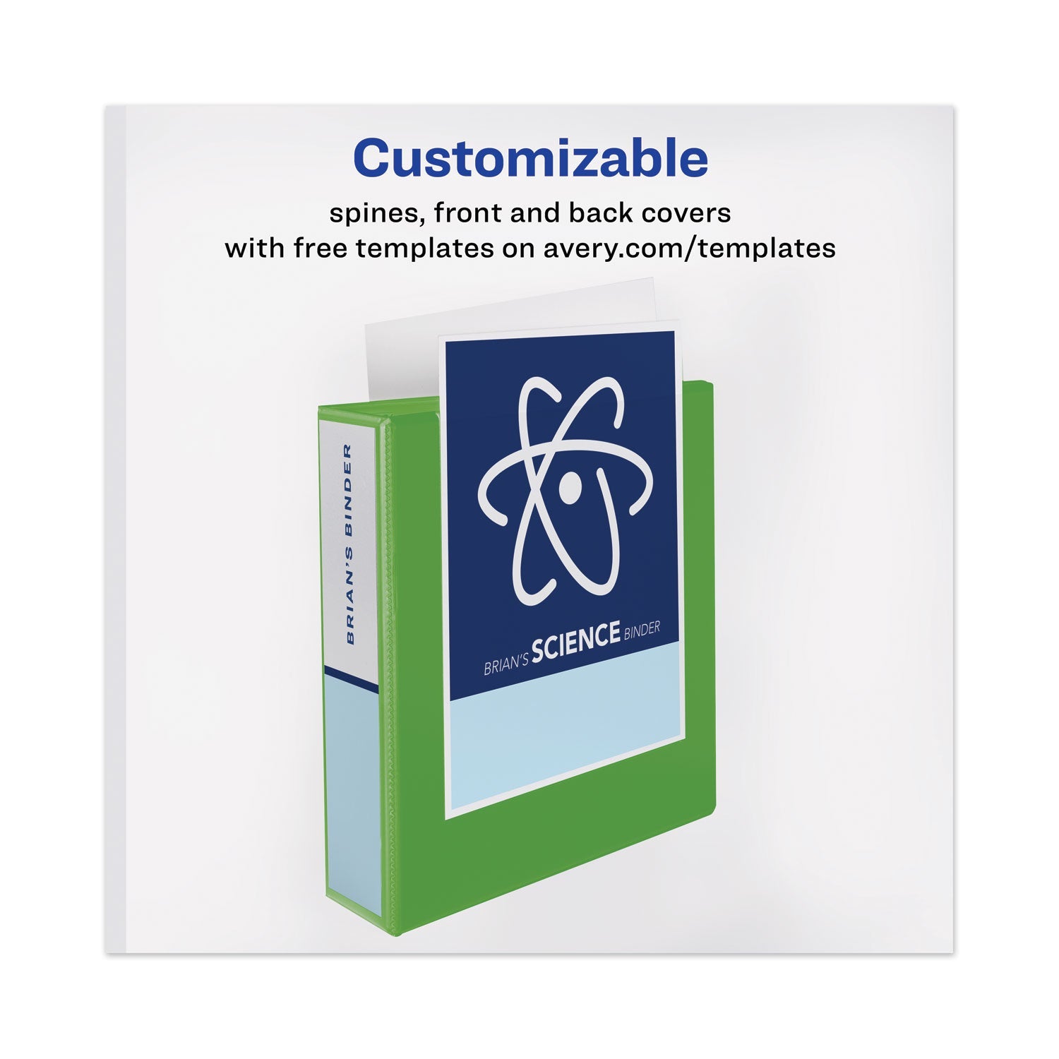 Avery® Heavy-Duty View Binder With Durahinge And One Touch Ezd Rings, 3 Rings, 1" Capacity, 11 X 8.5, Chartreuse