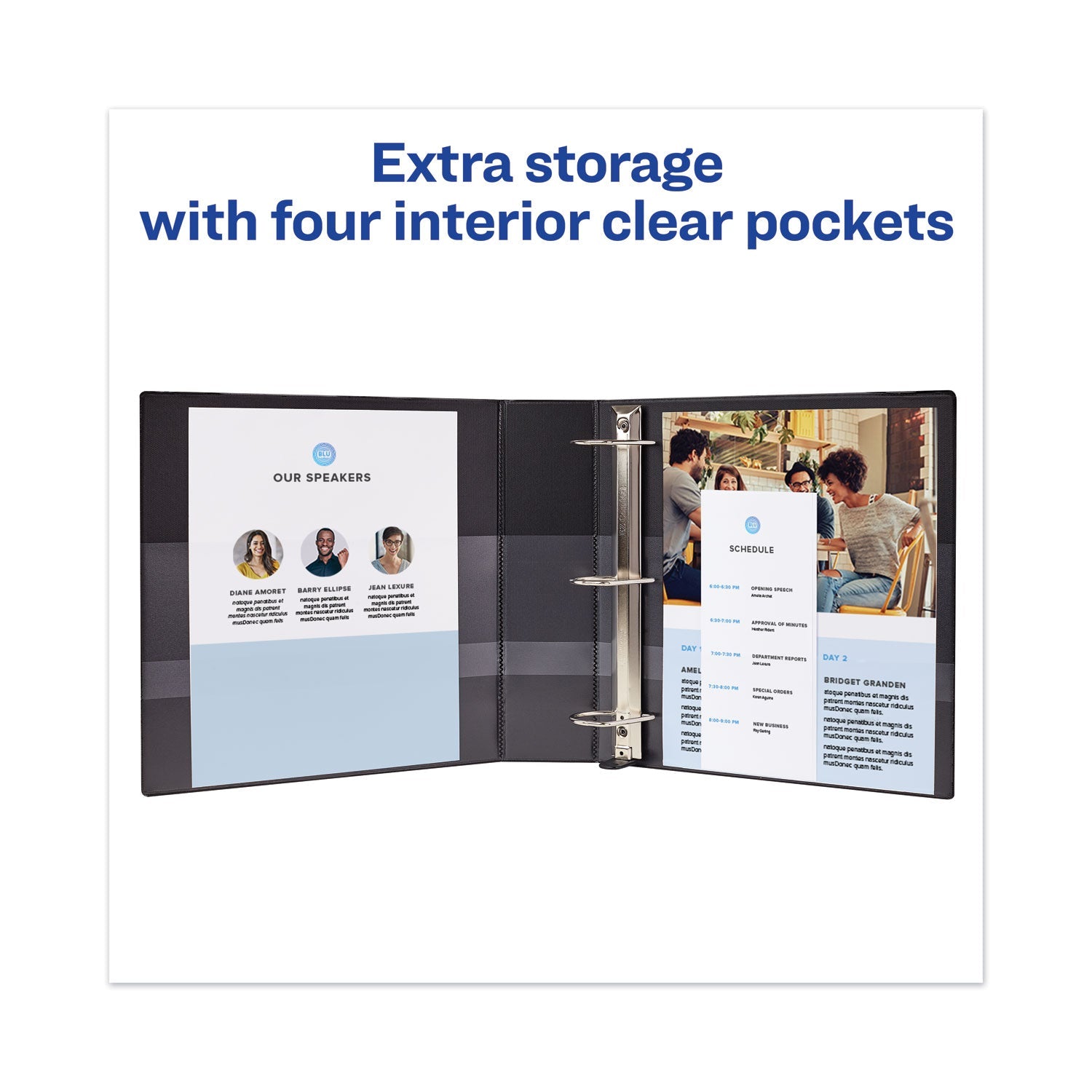 Avery® Heavy-Duty View Binder With Durahinge And Locking One Touch Ezd Rings, 3 Rings, 3" Capacity, 11 X 8.5, Black