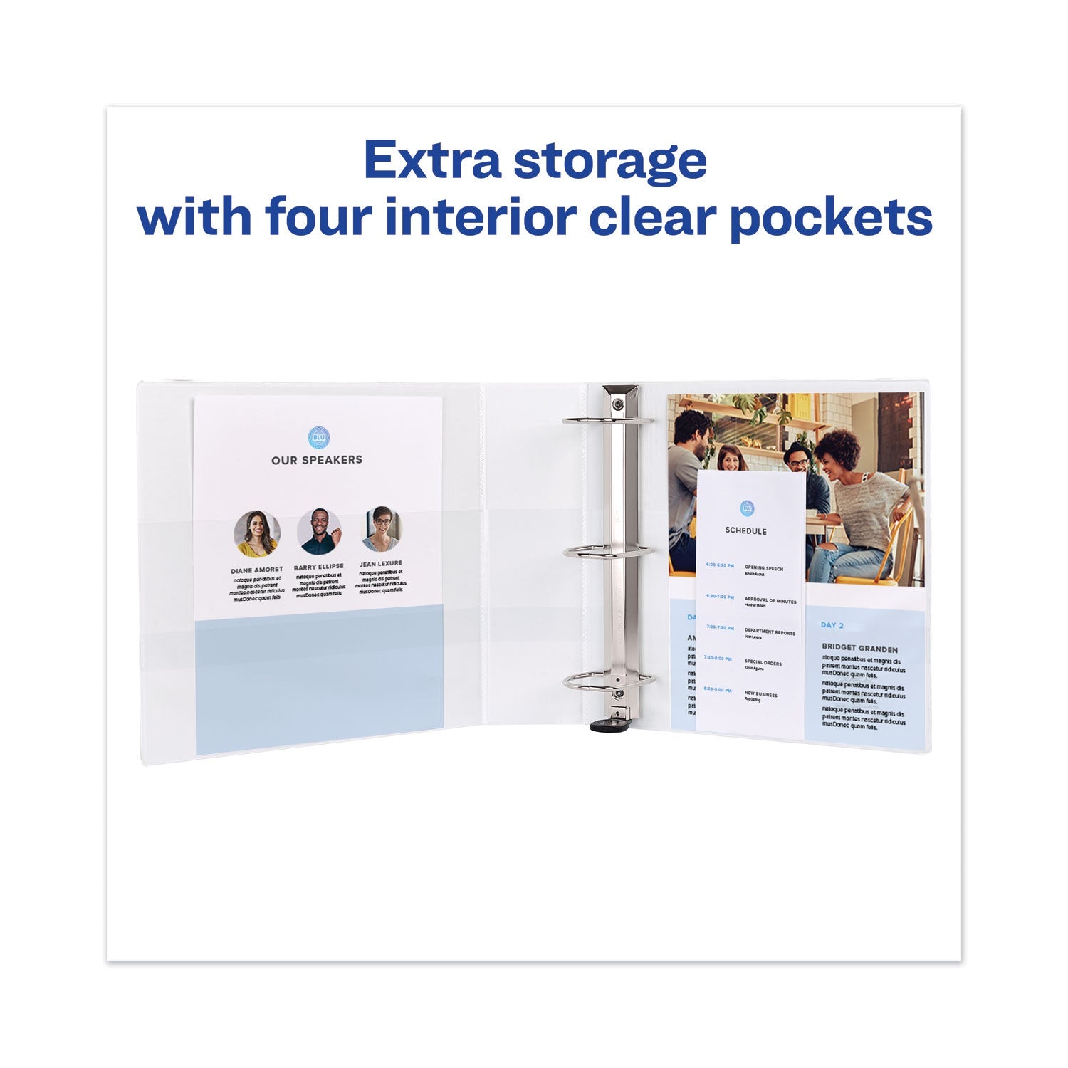 Avery® Heavy-Duty View Binder With Durahinge And Locking One Touch Ezd Rings, 3 Rings, 3" Capacity, 11 X 8.5, White