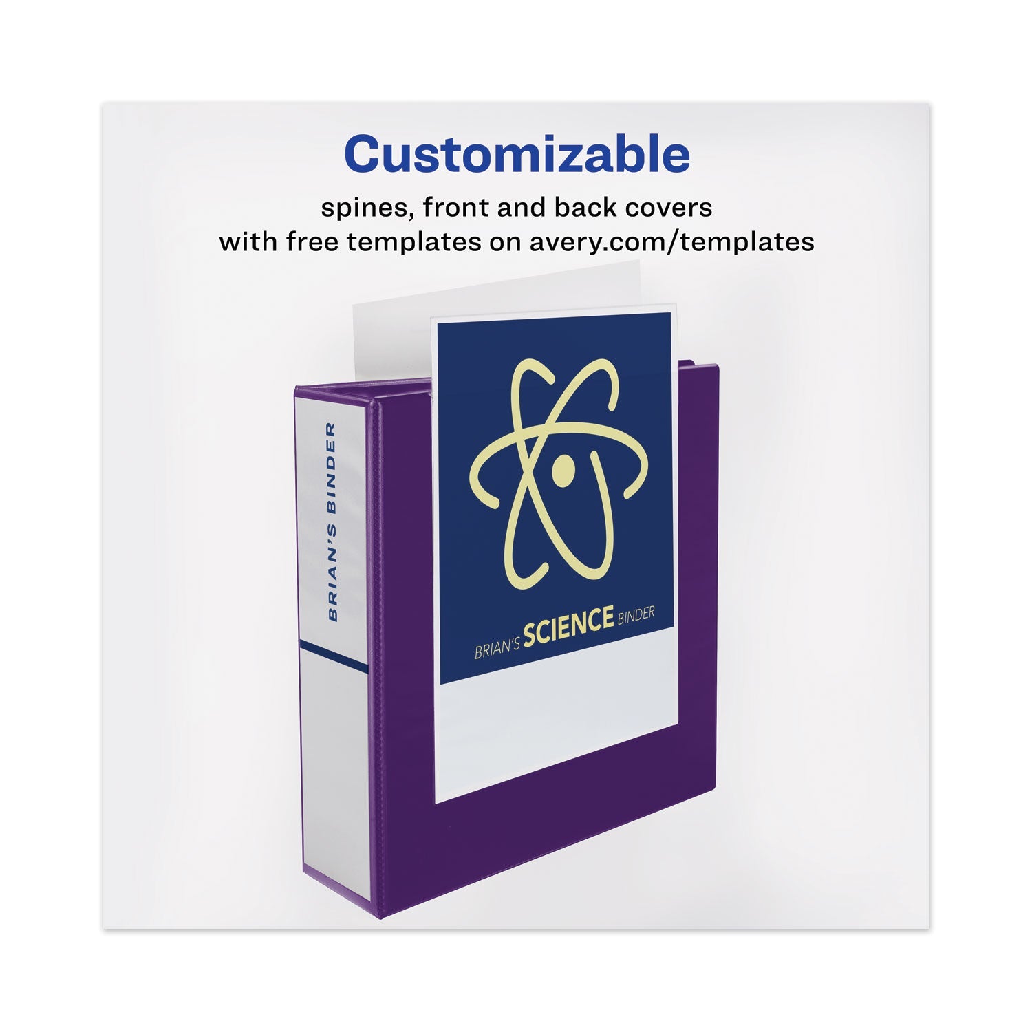 Avery® Heavy-Duty View Binder With Durahinge And One Touch Ezd Rings, 3 Rings, 1" Capacity, 11 X 8.5, Purple