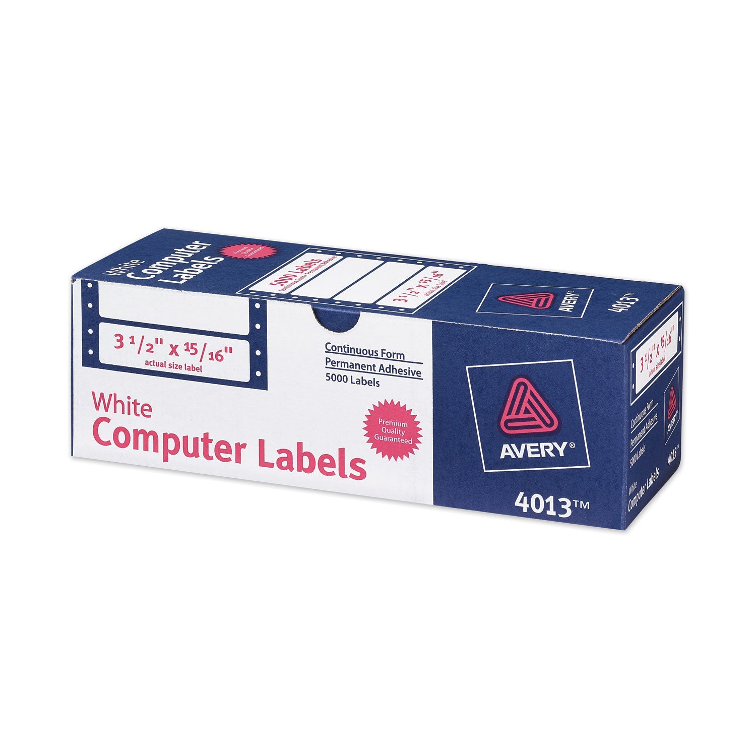 Avery® Dot Matrix Printer Mailing Labels, Pin-Fed Printers, 0.94 X 3.5, White, 5,000/box