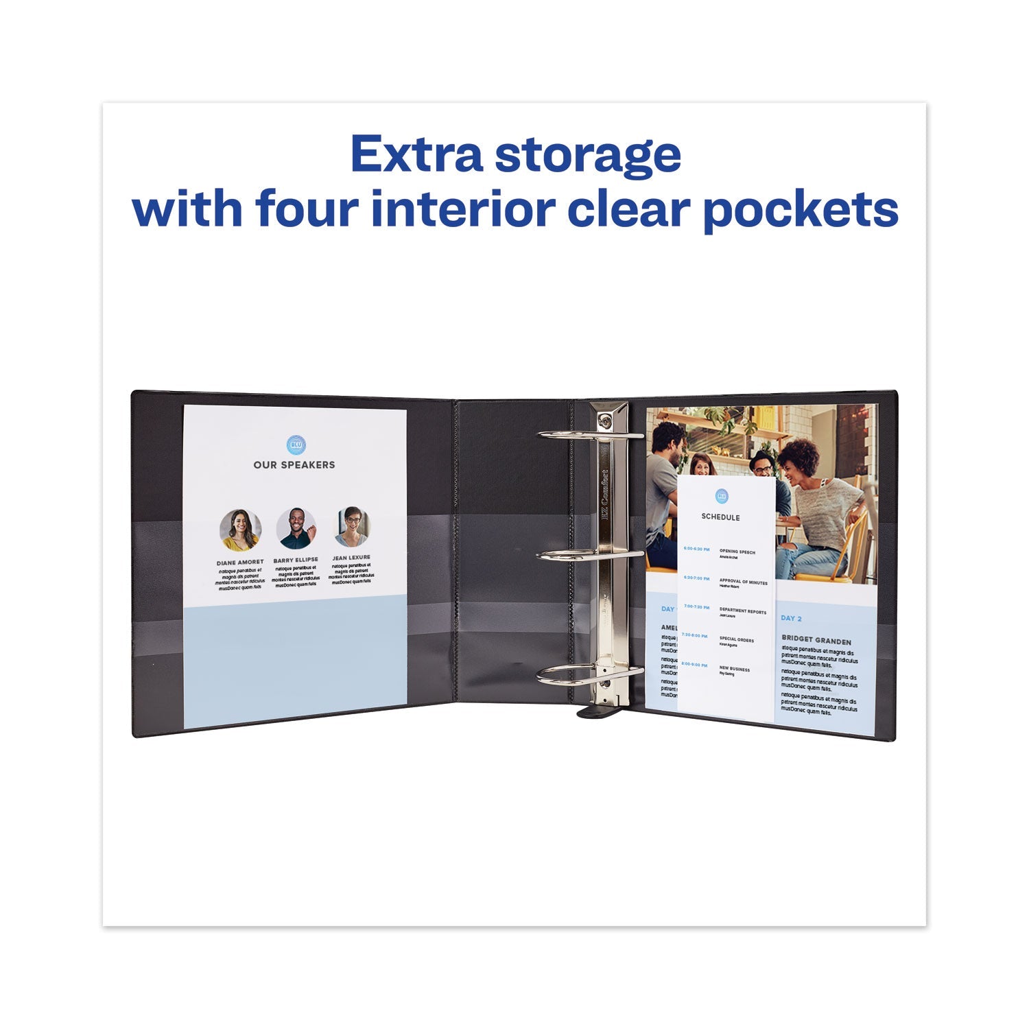 Avery® Heavy-Duty View Binder With Durahinge And Locking One Touch Ezd Rings, 3 Rings, 5" Capacity, 11 X 8.5, Navy Blue