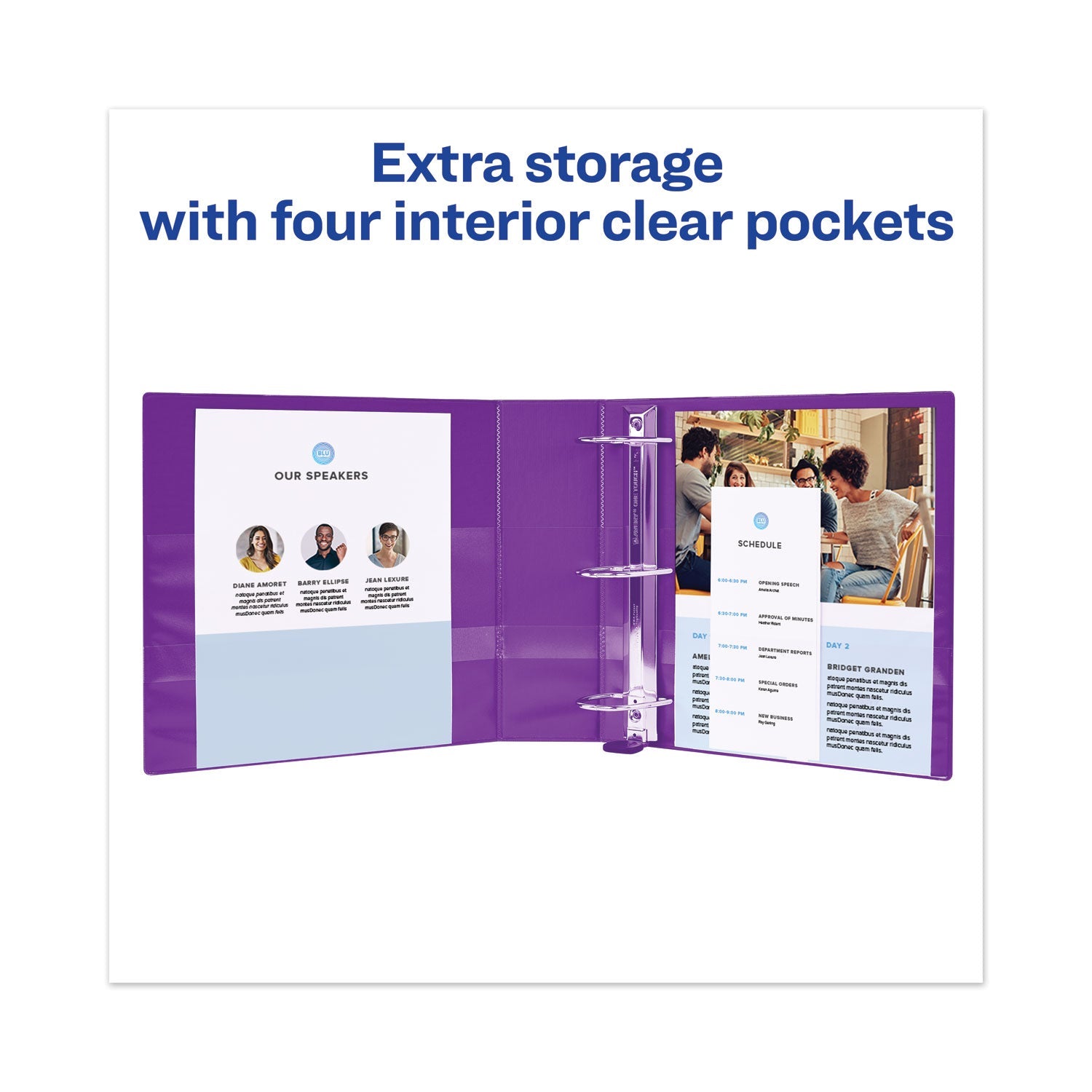 Avery® Heavy-Duty View Binder With Durahinge And One Touch Ezd Rings, 3 Rings, 1" Capacity, 11 X 8.5, Purple