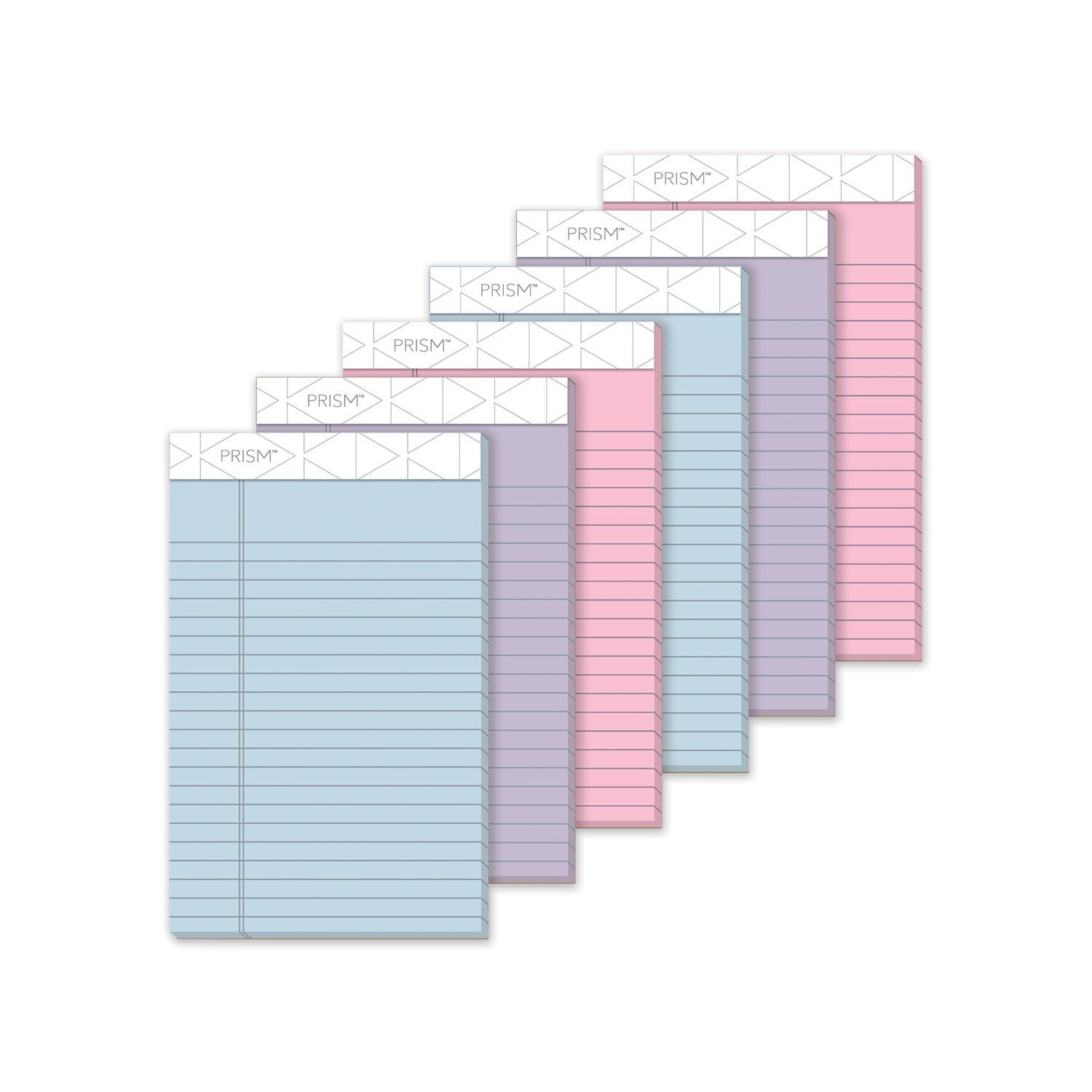 TOPS™ Prism + Colored Writing Pads, Narrow Rule, 50 Assorted Pastel-Color 5 X 8 Sheets, 6/pack