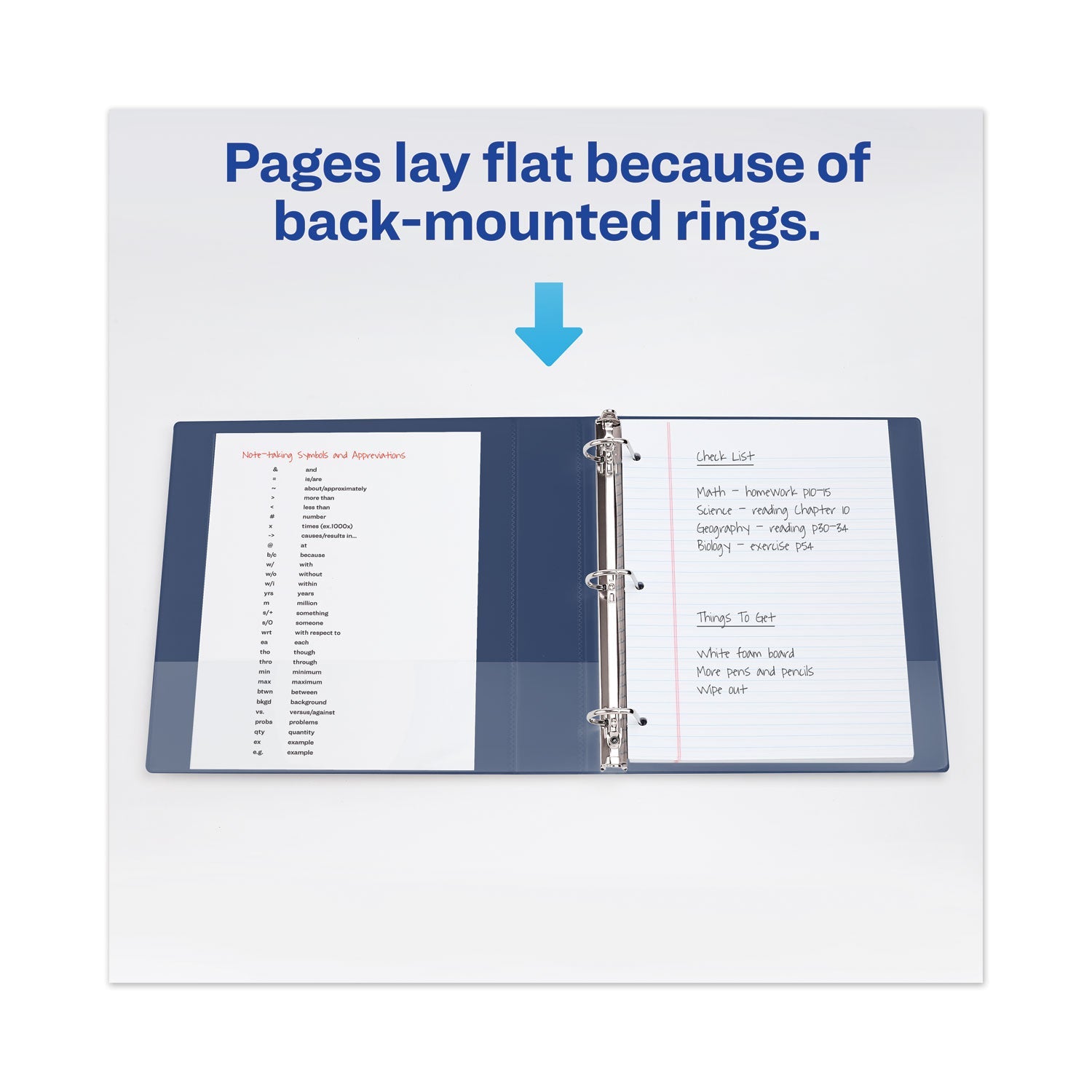 Avery® Heavy-Duty View Binder With Durahinge And Locking One Touch Ezd Rings, 3 Rings, 3" Capacity, 11 X 8.5, Navy Blue