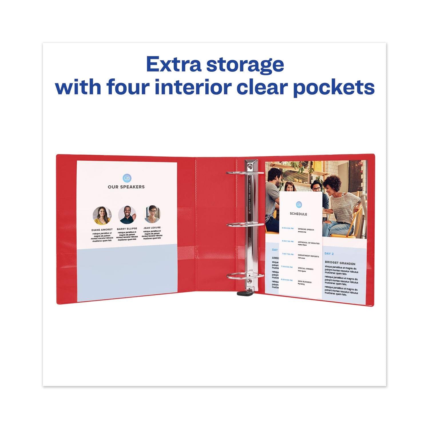 Avery® Heavy-Duty View Binder With Durahinge And Locking One Touch Ezd Rings, 3 Rings, 5" Capacity, 11 X 8.5, Red