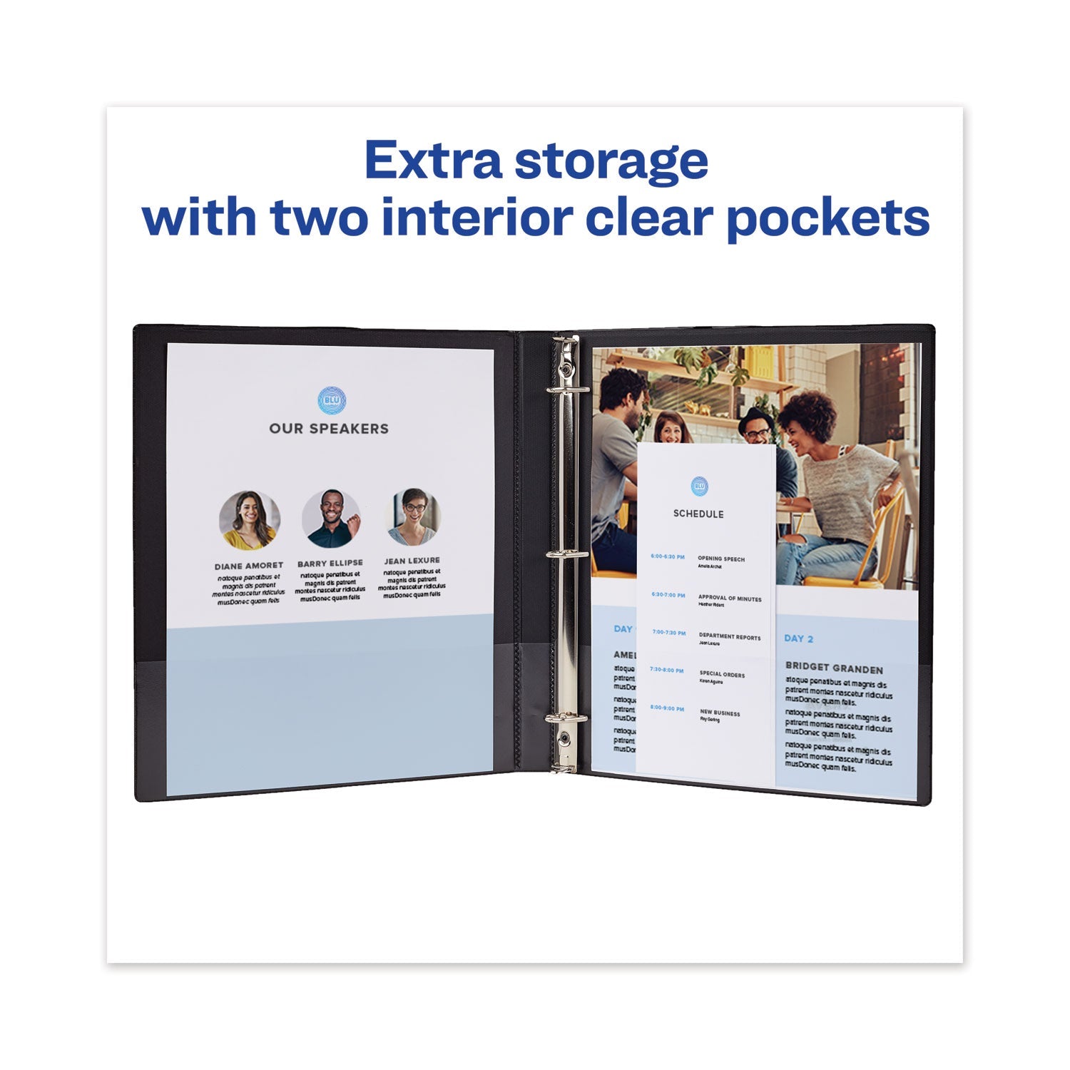 Avery® Framed View Heavy-Duty Binders, 3 Rings, 1.5" Capacity, 11 X 8.5, Navy Blue