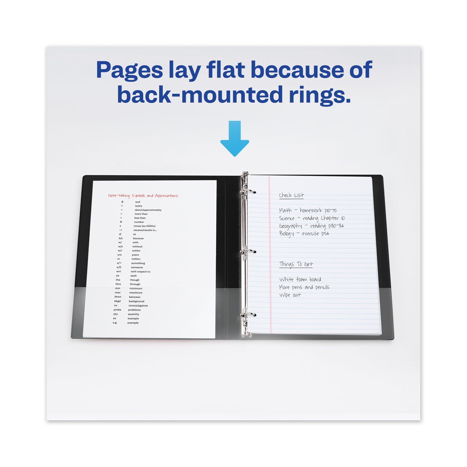 Avery® Framed View Heavy-Duty Binders, 3 Rings, 1.5" Capacity, 11 X 8.5, Navy Blue