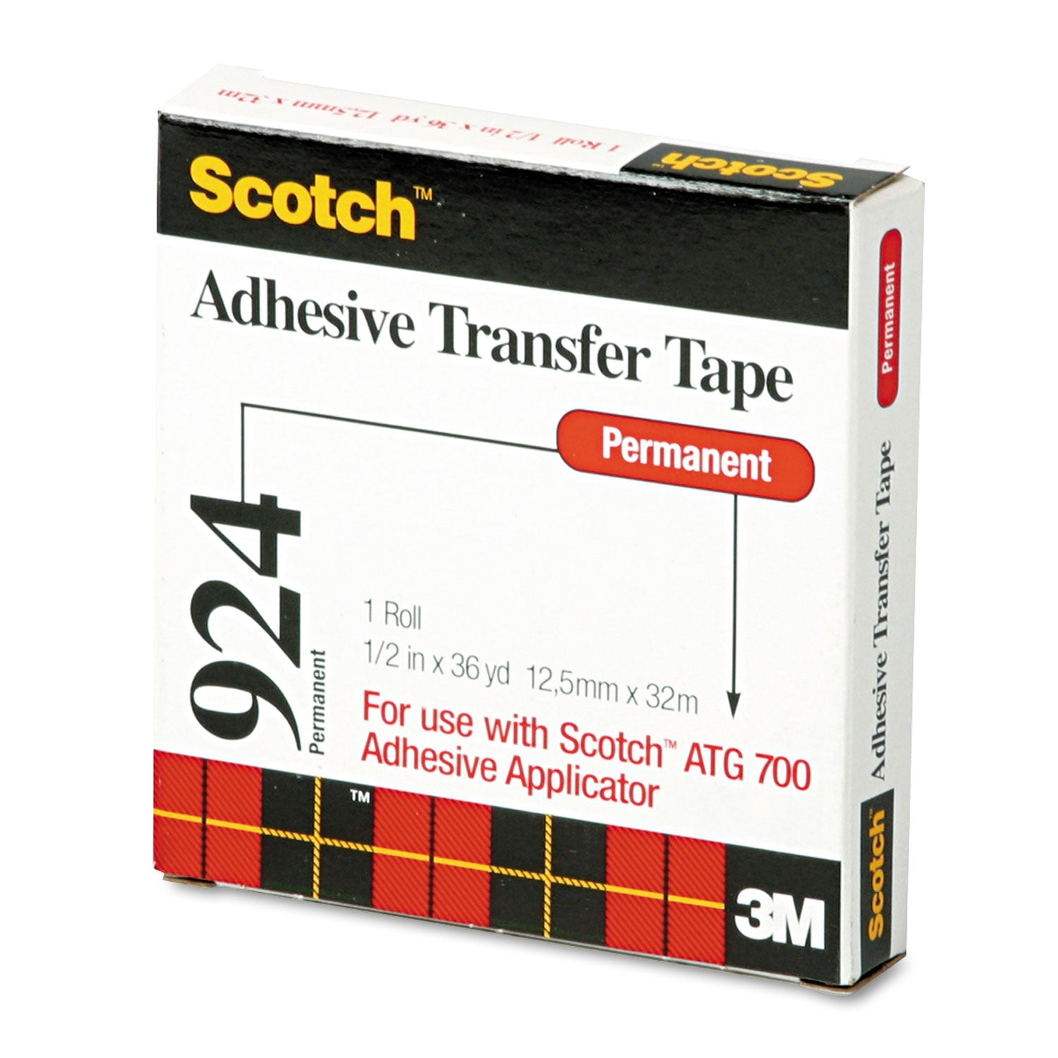 Scotch® Atg Adhesive Transfer Tape, Permanent, Holds Up To 0.5 Lbs, 0.5" X 36 Yds, Clear
