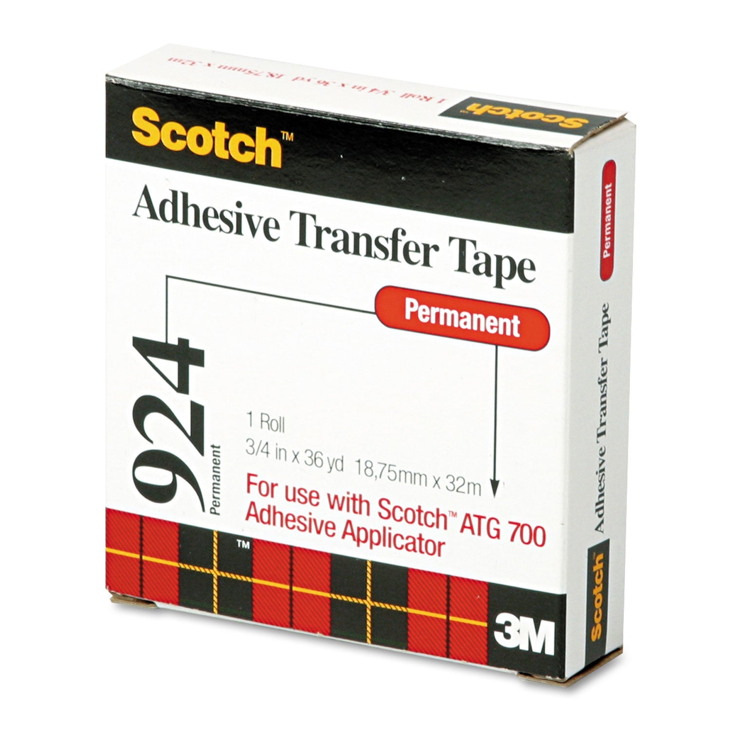 Scotch® Atg Adhesive Transfer Tape Roll, Permanent, Holds Up To 0.5 Lbs, 0.75" X 36 Yds, Clear