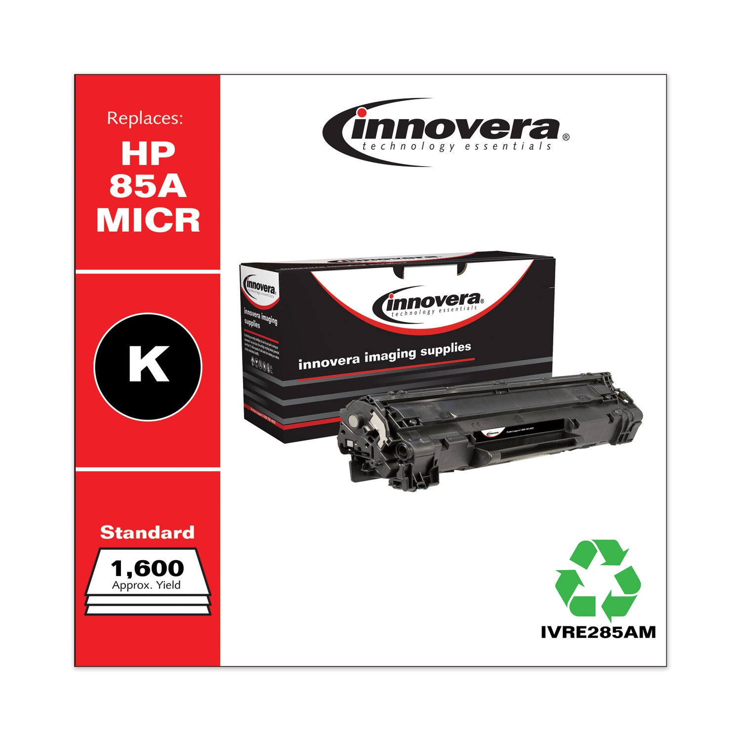 Innovera® Remanufactured Black MICR Toner, Replacement for 85AM (CE285AM), 1,600 Page-Yield