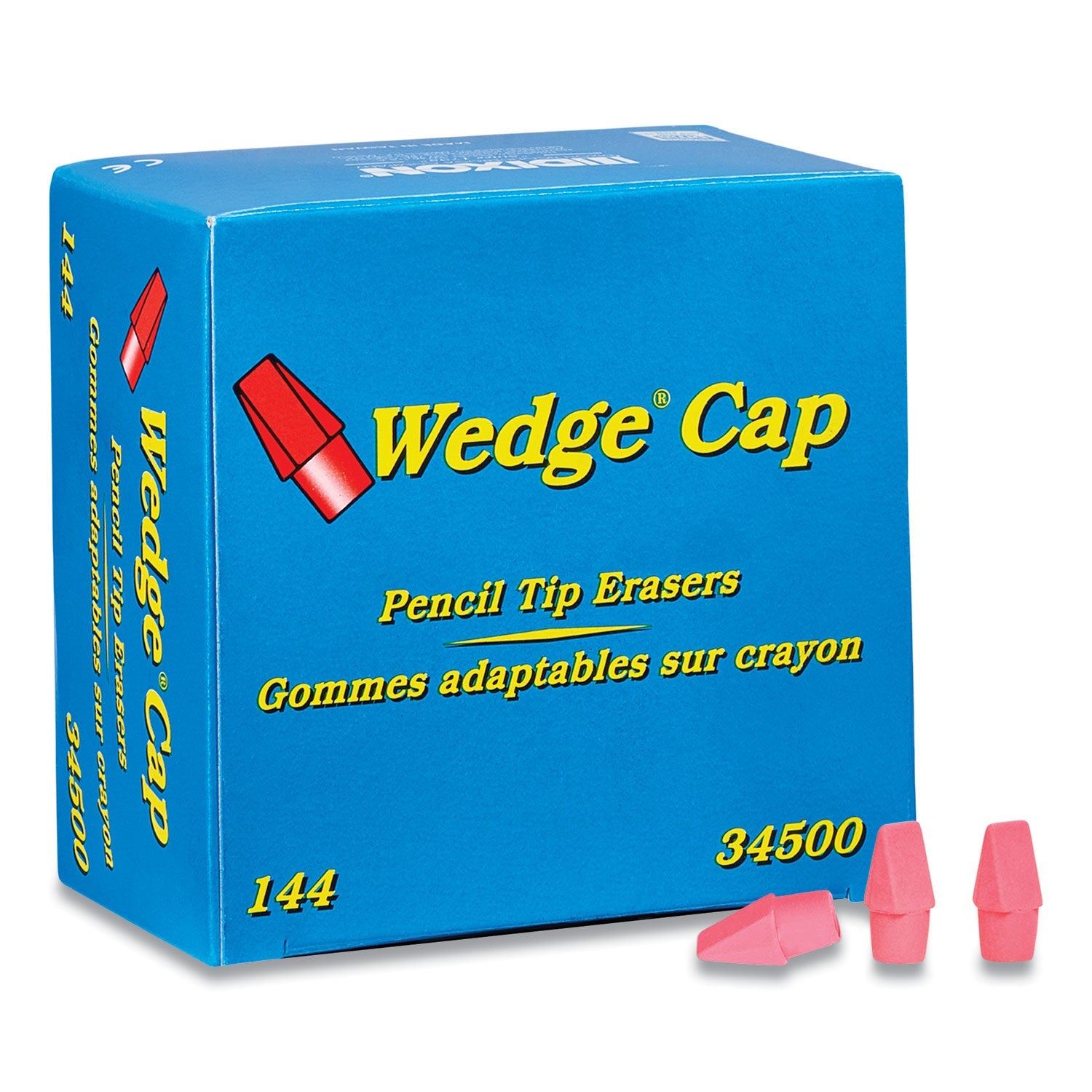 Dixon® Wedge Cap Erasers, For Pencil Marks, Pink, 144/box
