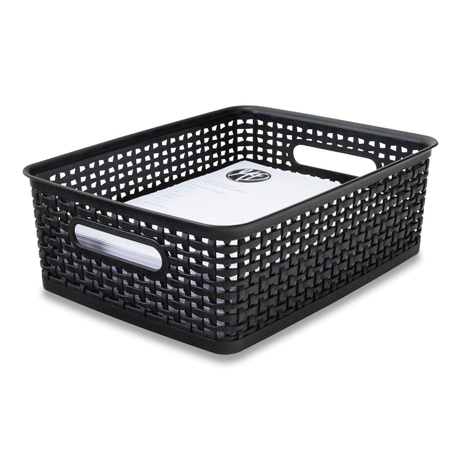 Plastic Weave Bin | Medium | Black | Advantus