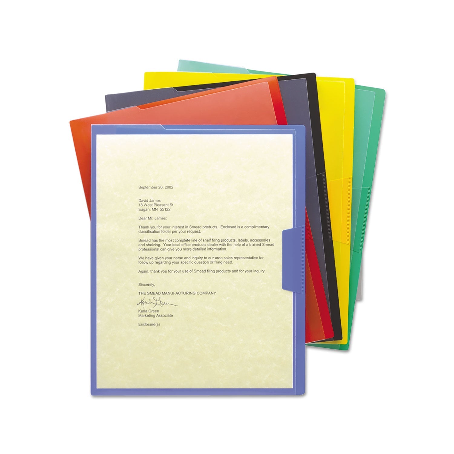 Smead Organized Up Poly Opaque Project Jackets, Letter Size, Assorted Colors, 5/pack