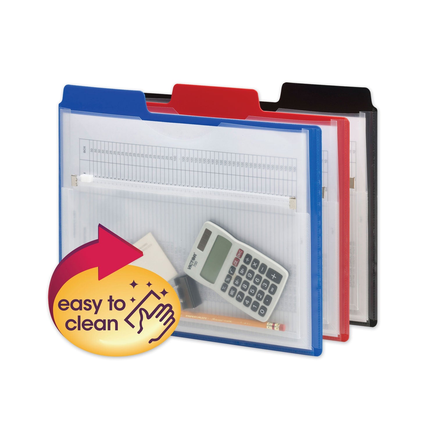 Poly Project Organizer w/ Zip Pouch | 3/Pack