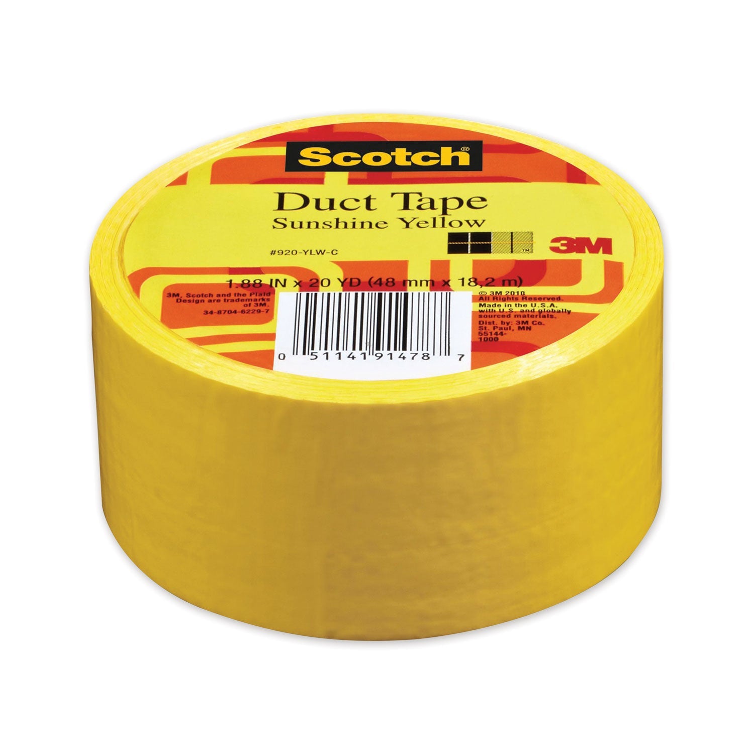 Scotch® Duct Tape, 1.88" X 20 Yds, Sunshine Yellow