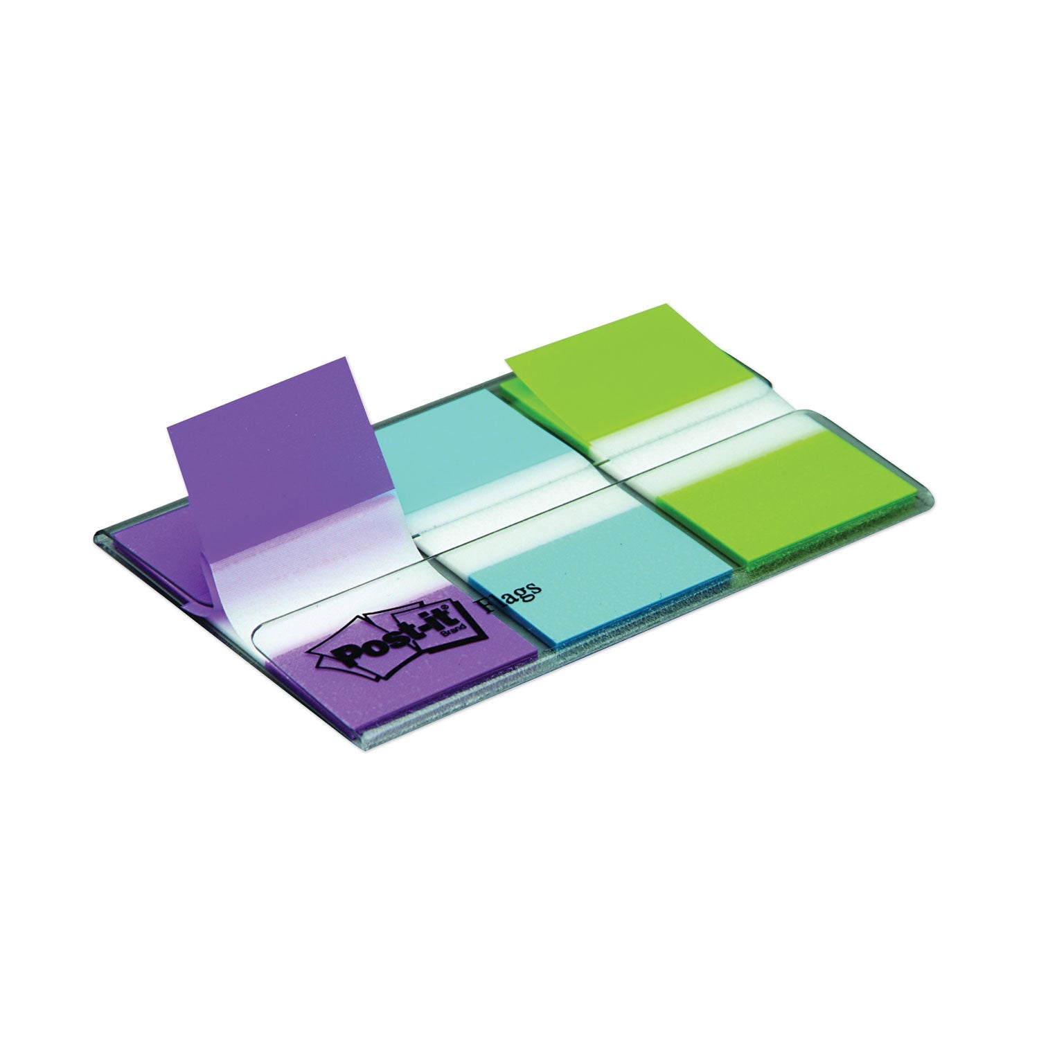 Post-it® Flags 0.94" Wide Flags With Dispenser, Bright Blue, Bright Green, Purple, 60 Flags