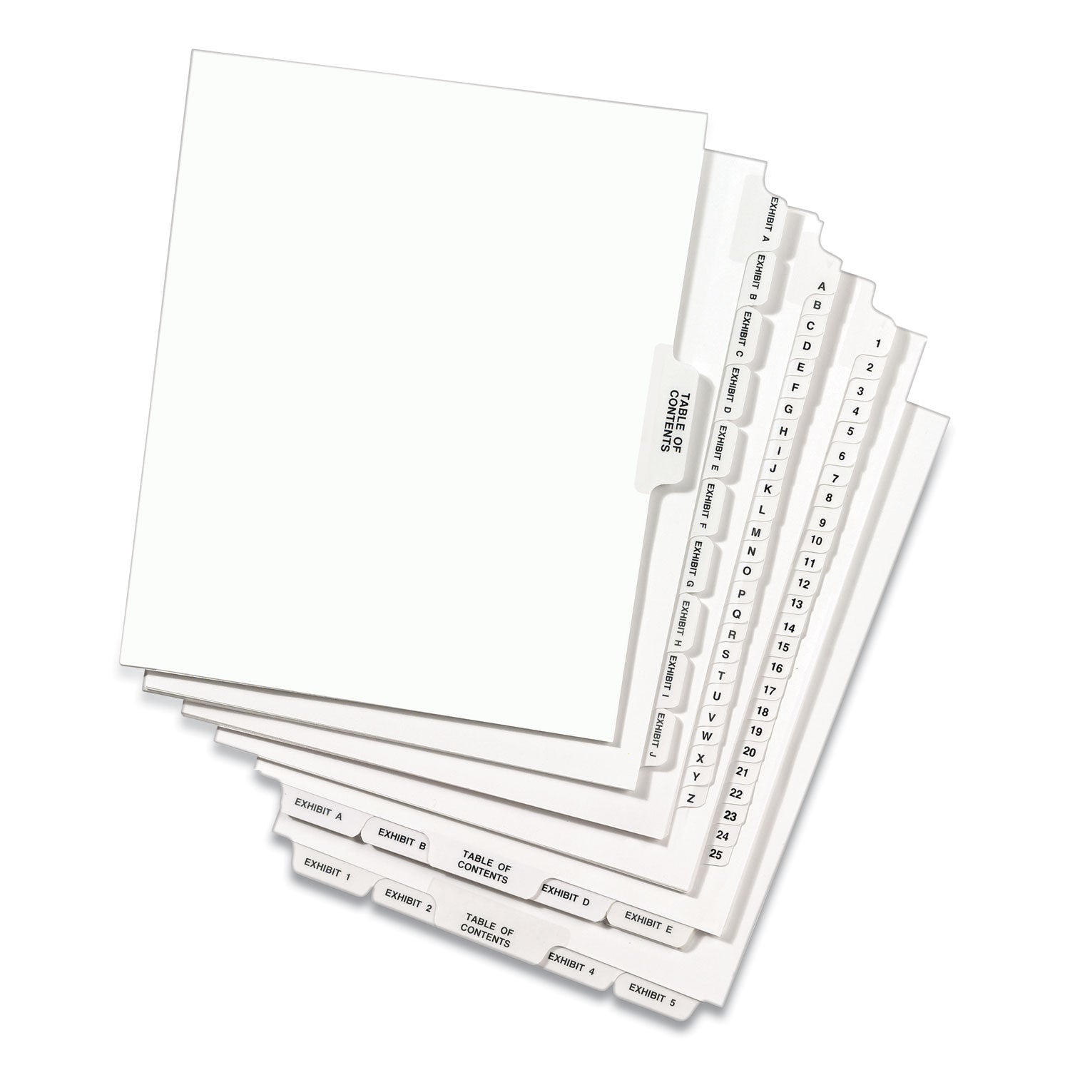 Avery® Avery-Style Preprinted Legal Side Tab Divider, 26-Tab, Exhibit V, 11 x 8.5, White, 25/Pack, (1392)