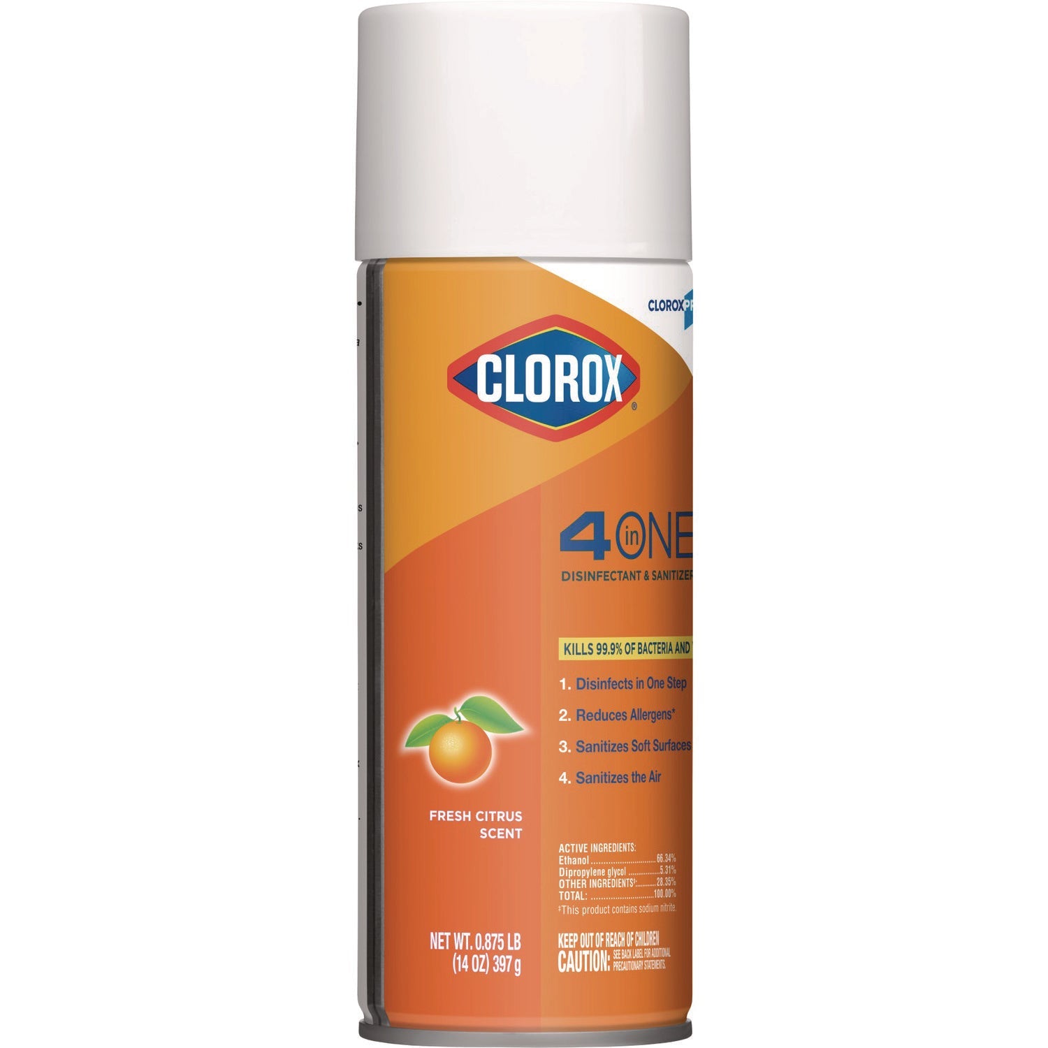 Clorox® 4-In-One Disinfectant And Sanitizer, Citrus, 14 Oz Aerosol Spray