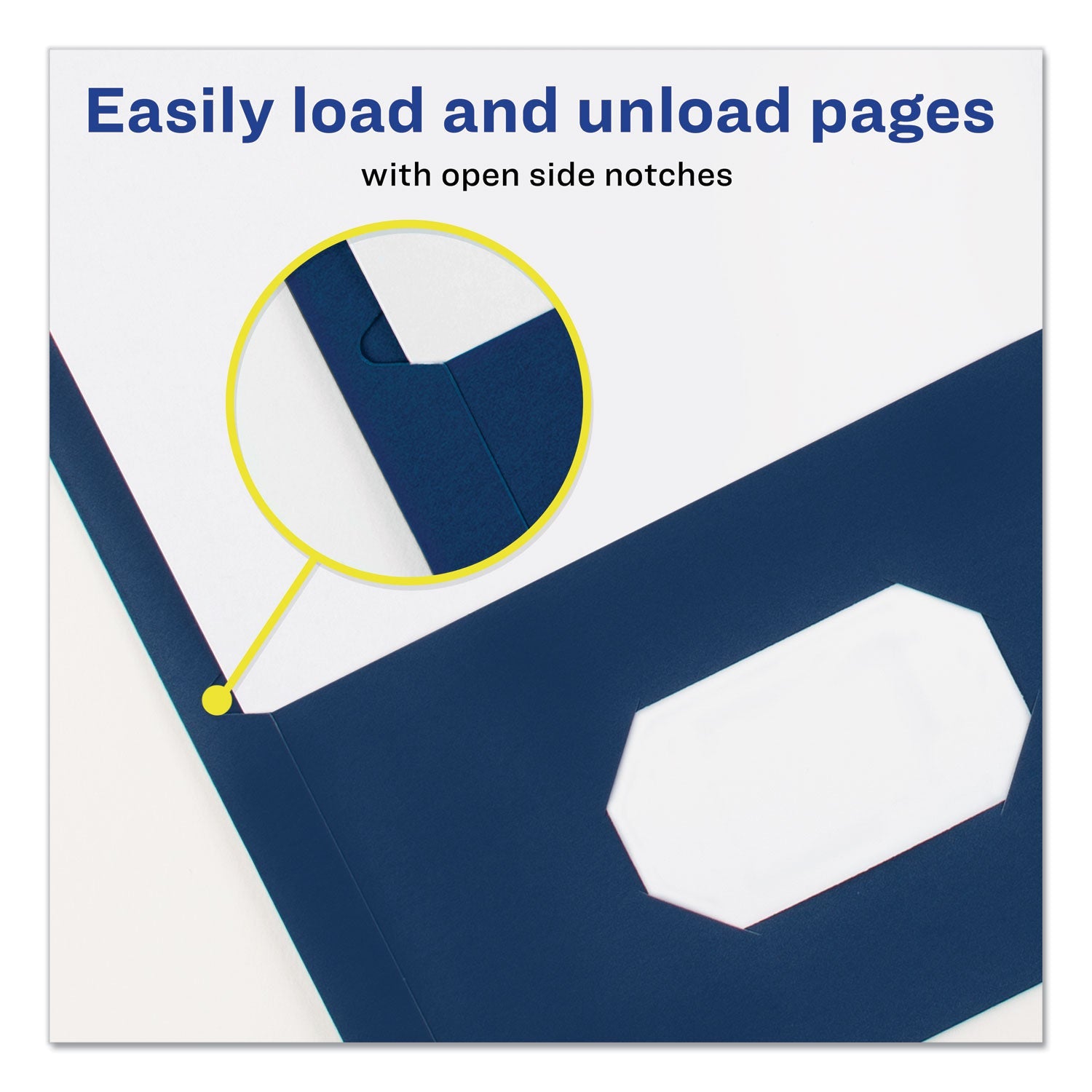 Avery® Two-Pocket Folder, Prong Fastener, 0.5" Capacity, 11 X 8.5, Dark Blue, 25/box