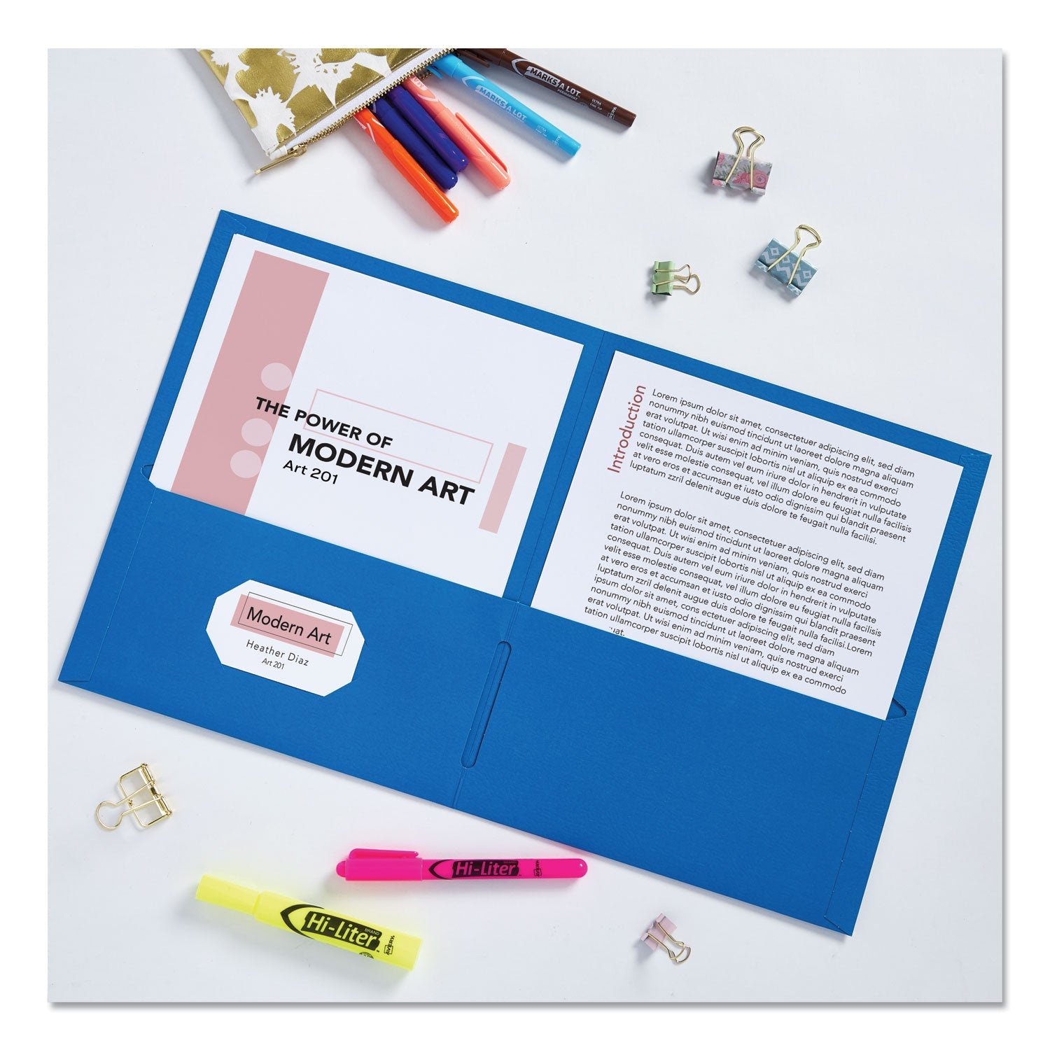 Avery® Two-Pocket Folder, 40-Sheet Capacity, 11 X 8.5, Light Blue, 25/box