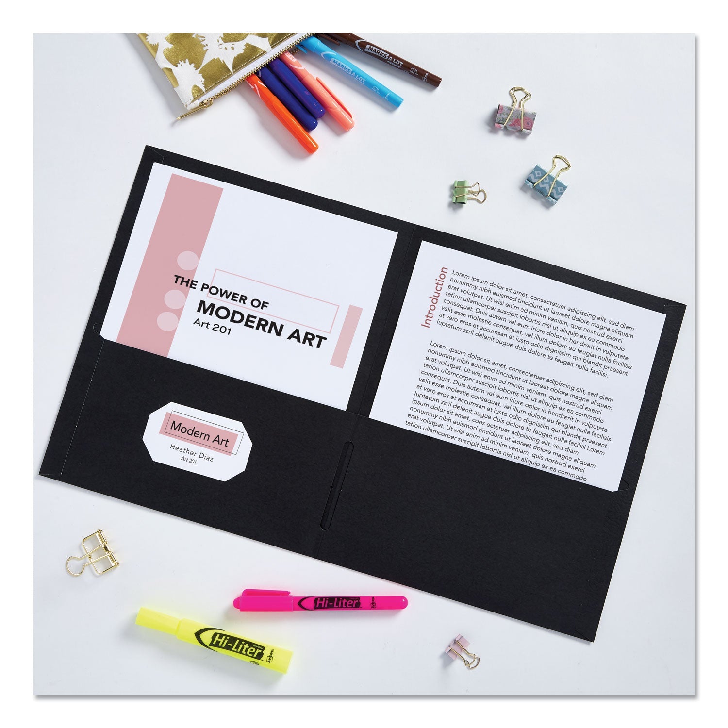 Avery® Two-Pocket Folder, 40-Sheet Capacity, 11 X 8.5, Black, 25/box