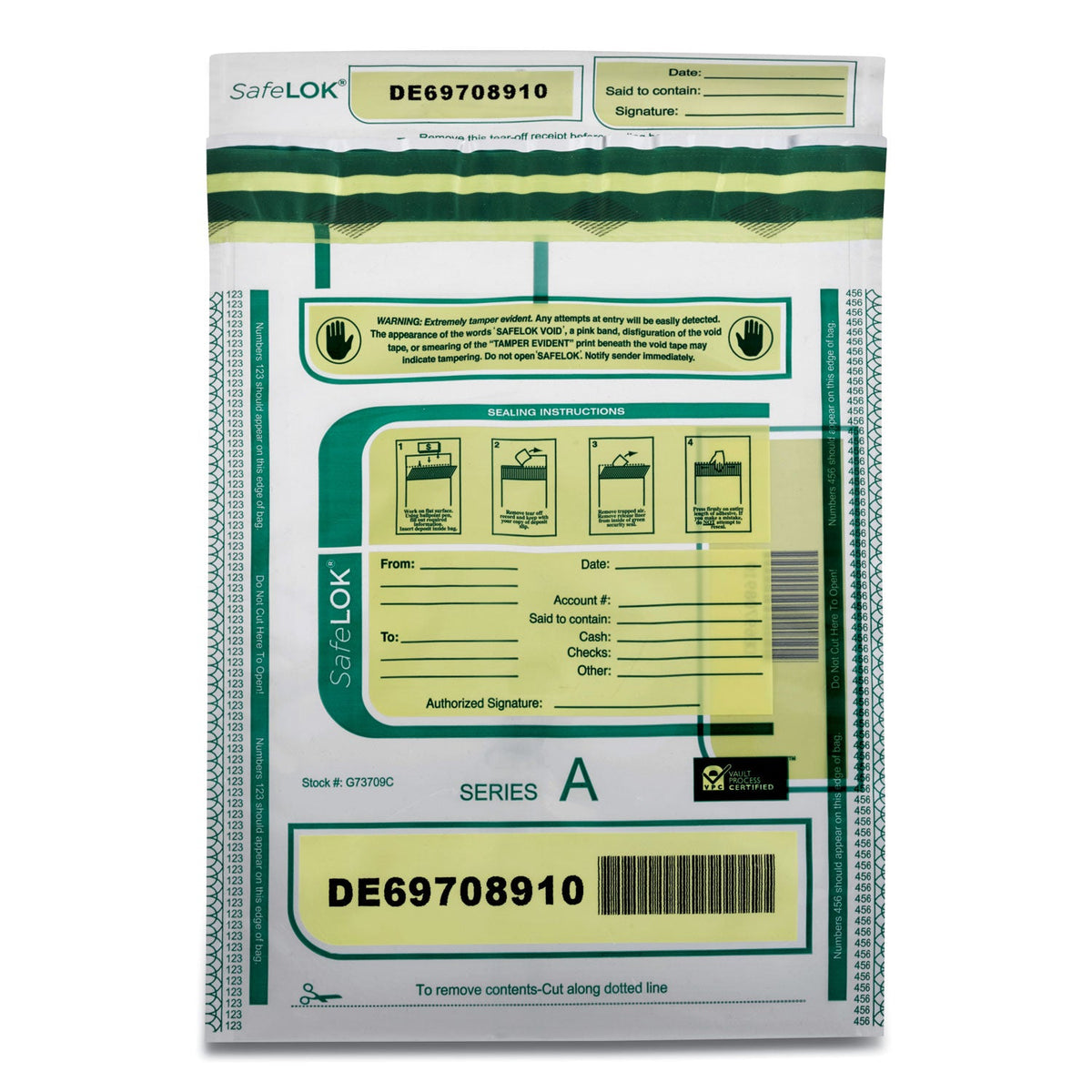 SafeLOK™ Deposit Bag, Plastic, 9 X 12, Clear, 100/pack