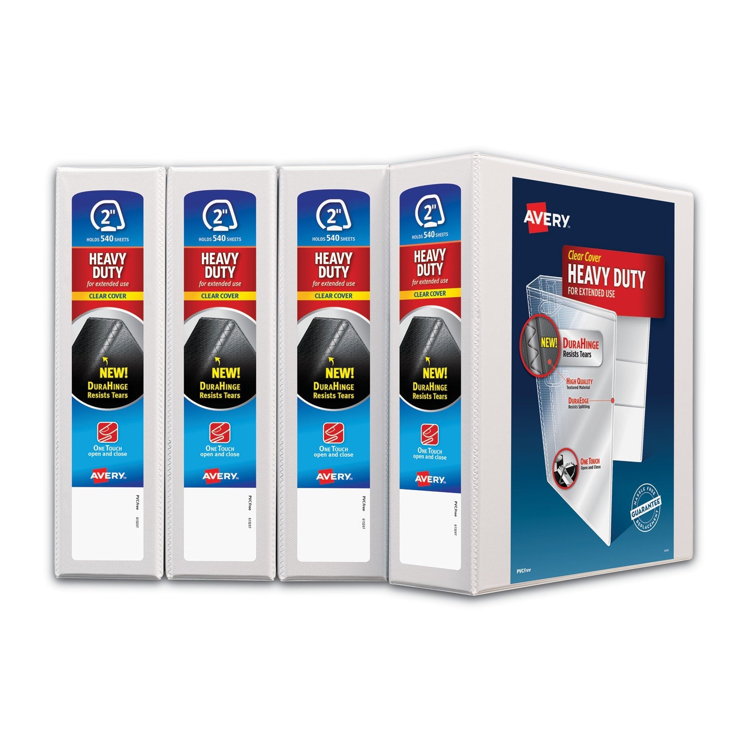 Heavy-Duty Non Stick View Binder | 2" White, 4/Pk