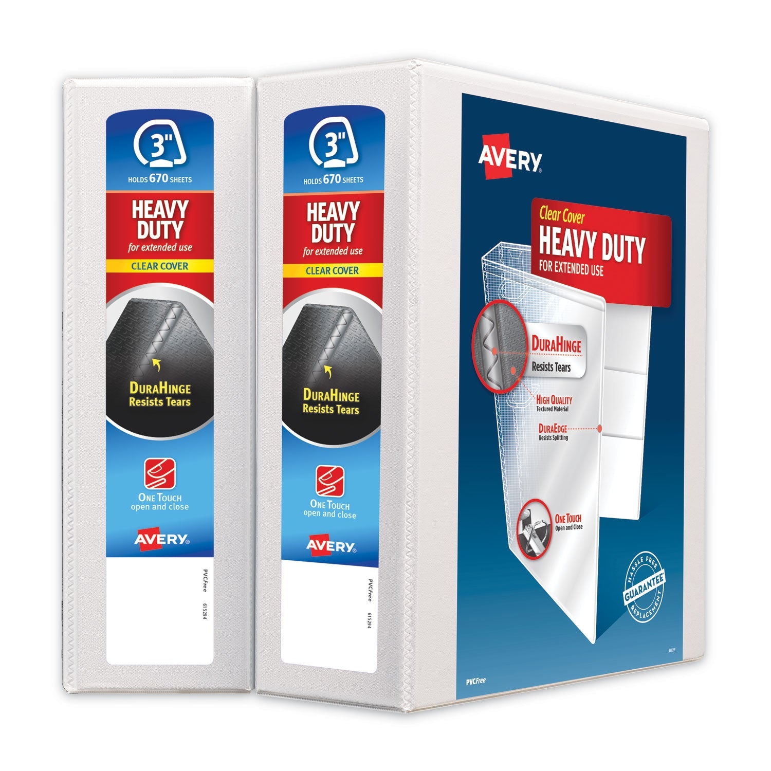 Avery® Heavy-Duty Non Stick View Binder With Durahinge And Slant Rings, 3 Rings, 3" Capacity, 11 X 8.5, White, 2/pack - Bloom Skins