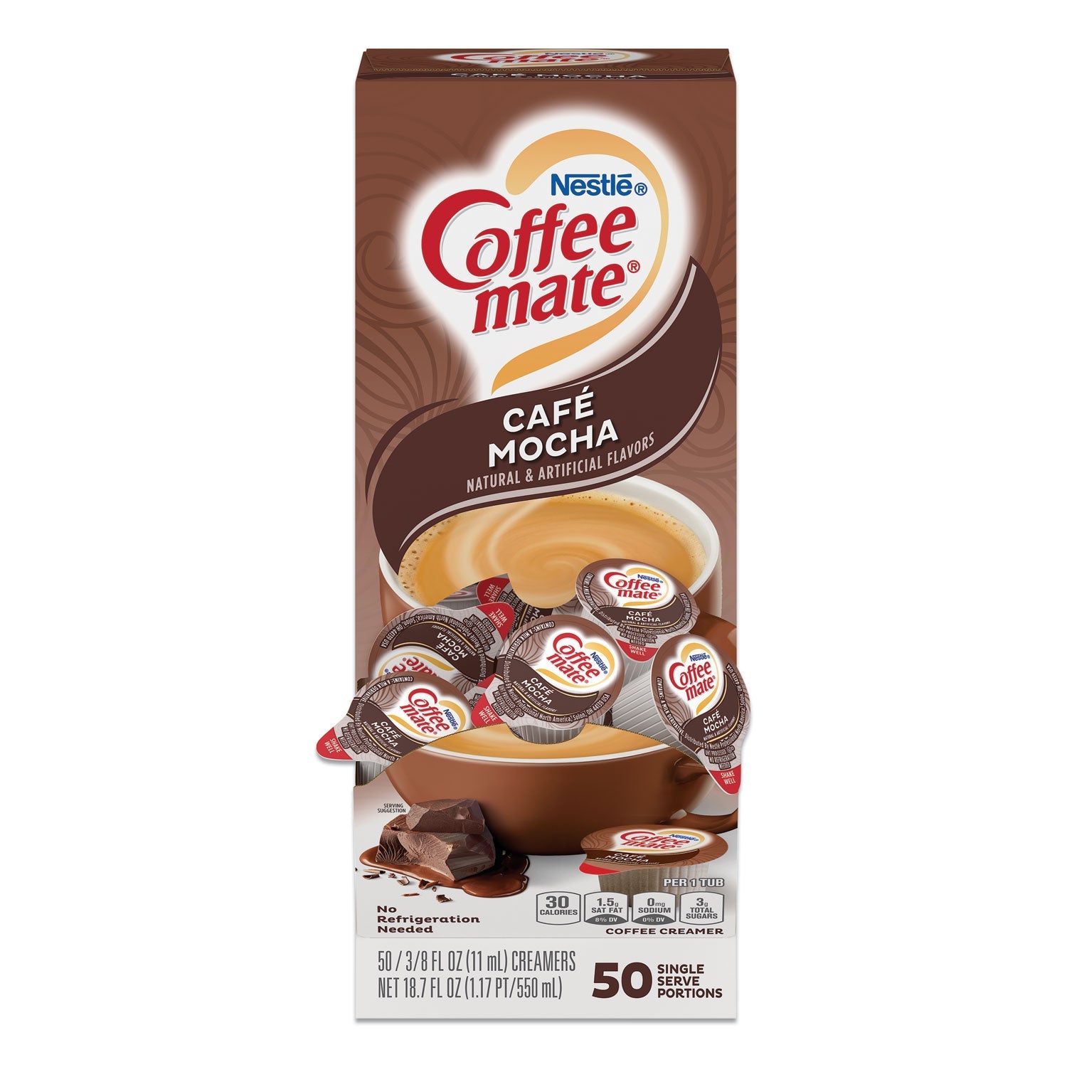 Coffee mate® Liquid Coffee Creamer, Cafe Mocha, 0.38 Oz Mini Cups, 50/box