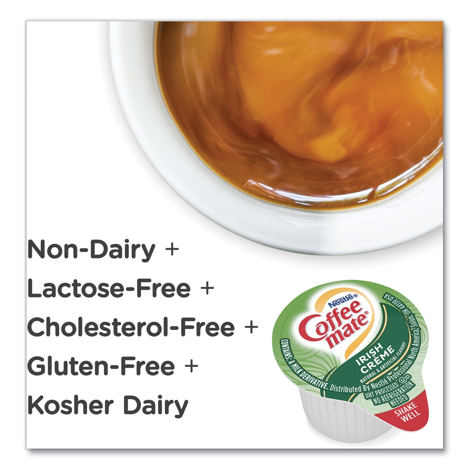 Coffee mate® Liquid Coffee Creamer, Irish Cream, 0.38 oz Mini Cups, 50/Box, 4 Boxes/Carton