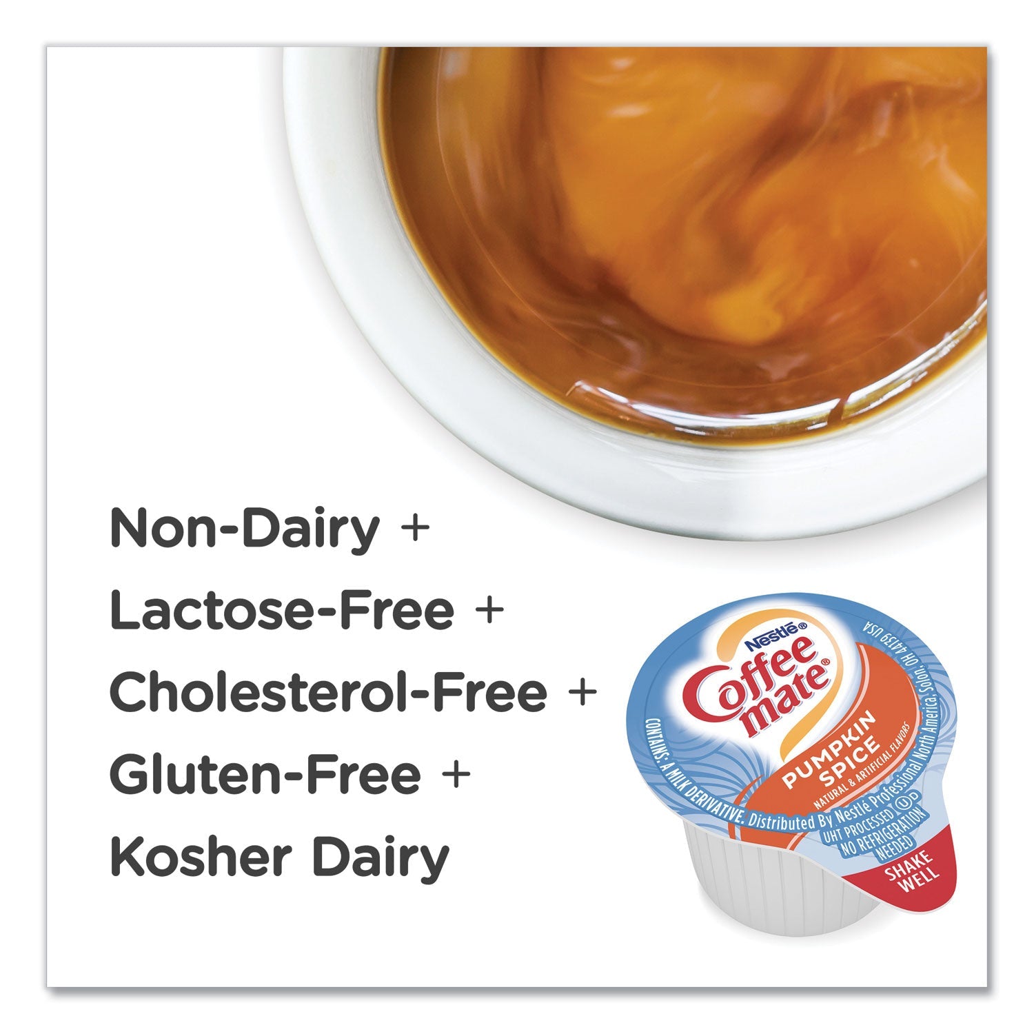 Coffee mate® Liquid Coffee Creamer, Pumpkin Spice, 0.38 Oz Mini Cups, 50/box