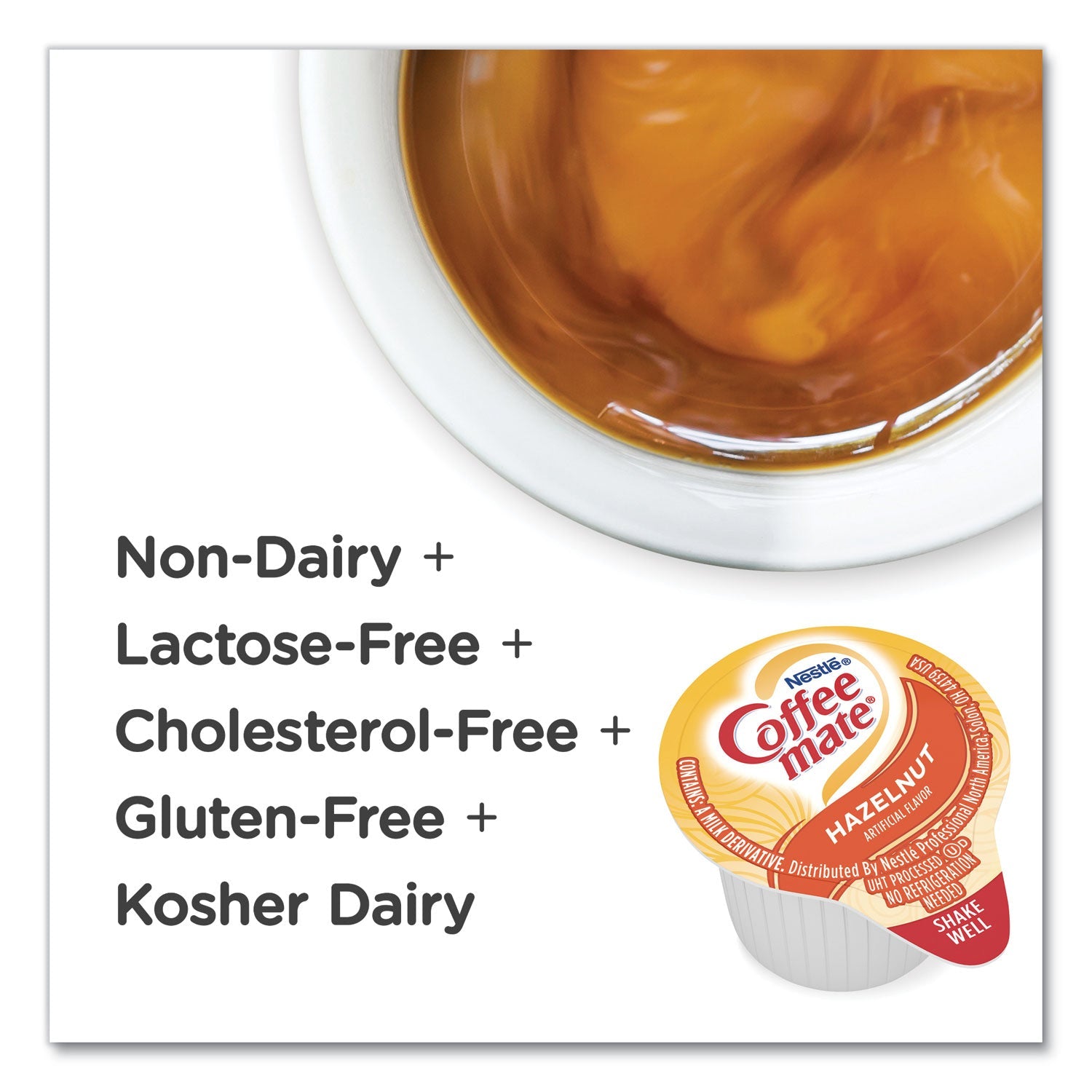 Coffee mate® Liquid Coffee Creamer, Hazelnut, 0.38 Oz Mini Cups, 180/carton
