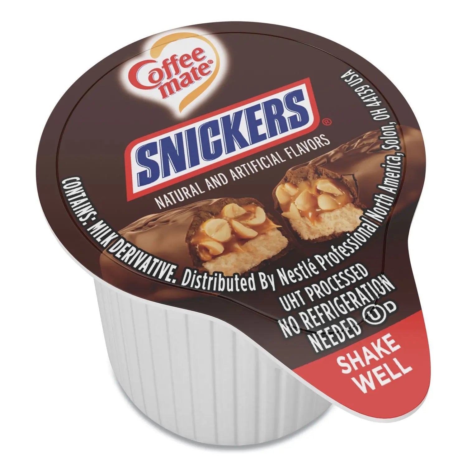 Coffee mate® Liquid Coffee Creamer, Snickers, 0.38 oz Mini Cups, 50/Box - Bloom Skins